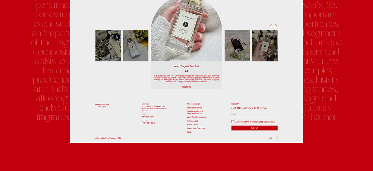 Luxe Perfume Gallery: UX/UI дизайн онлайн-магазина — Изображение №7 — Интерфейсы, Брендинг на Dprofile