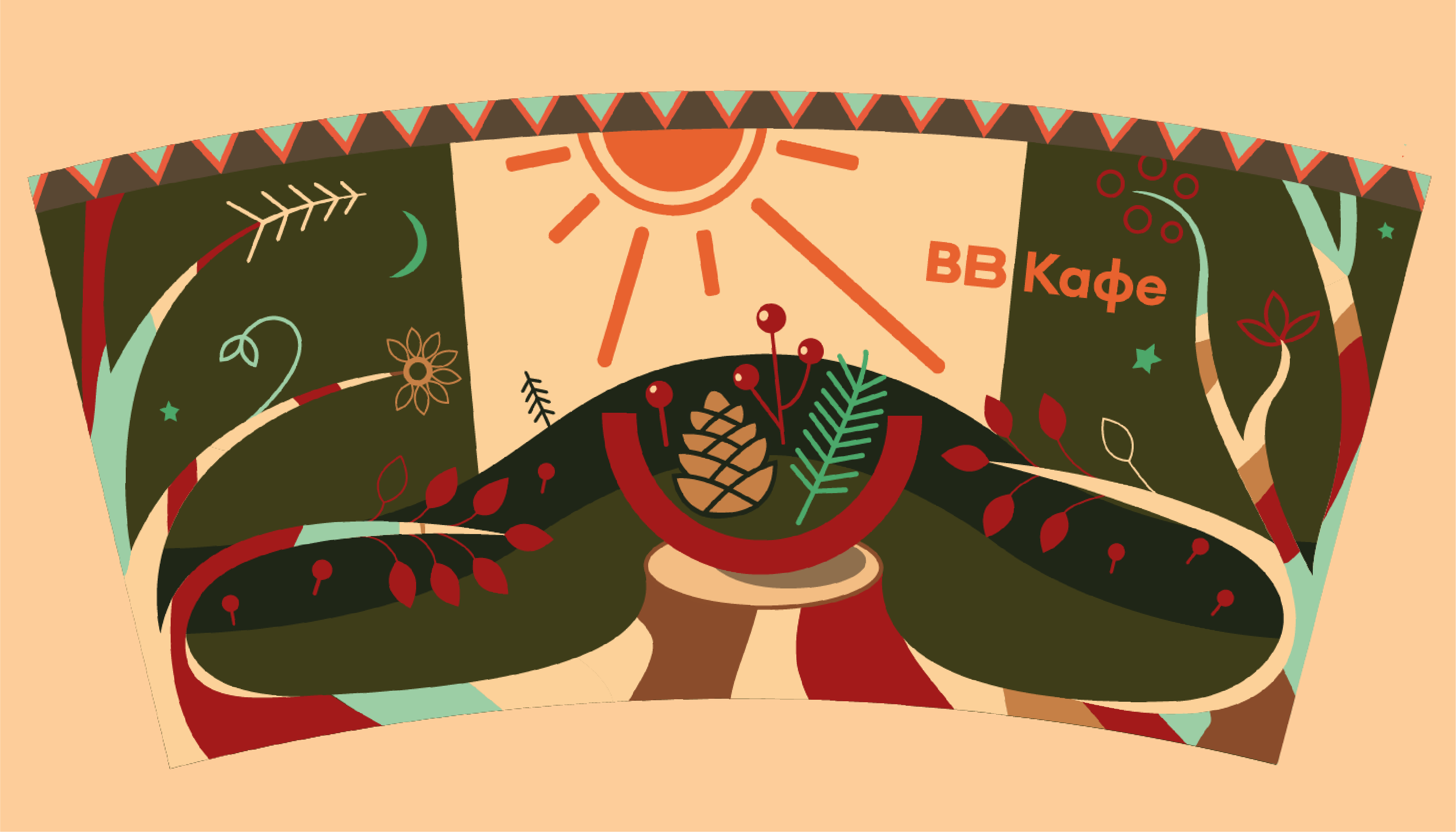 Дизайн стаканов таёжного чая для ВкусВилл Кафе — Изображение №5 — Брендинг, Иллюстрация на Dprofile