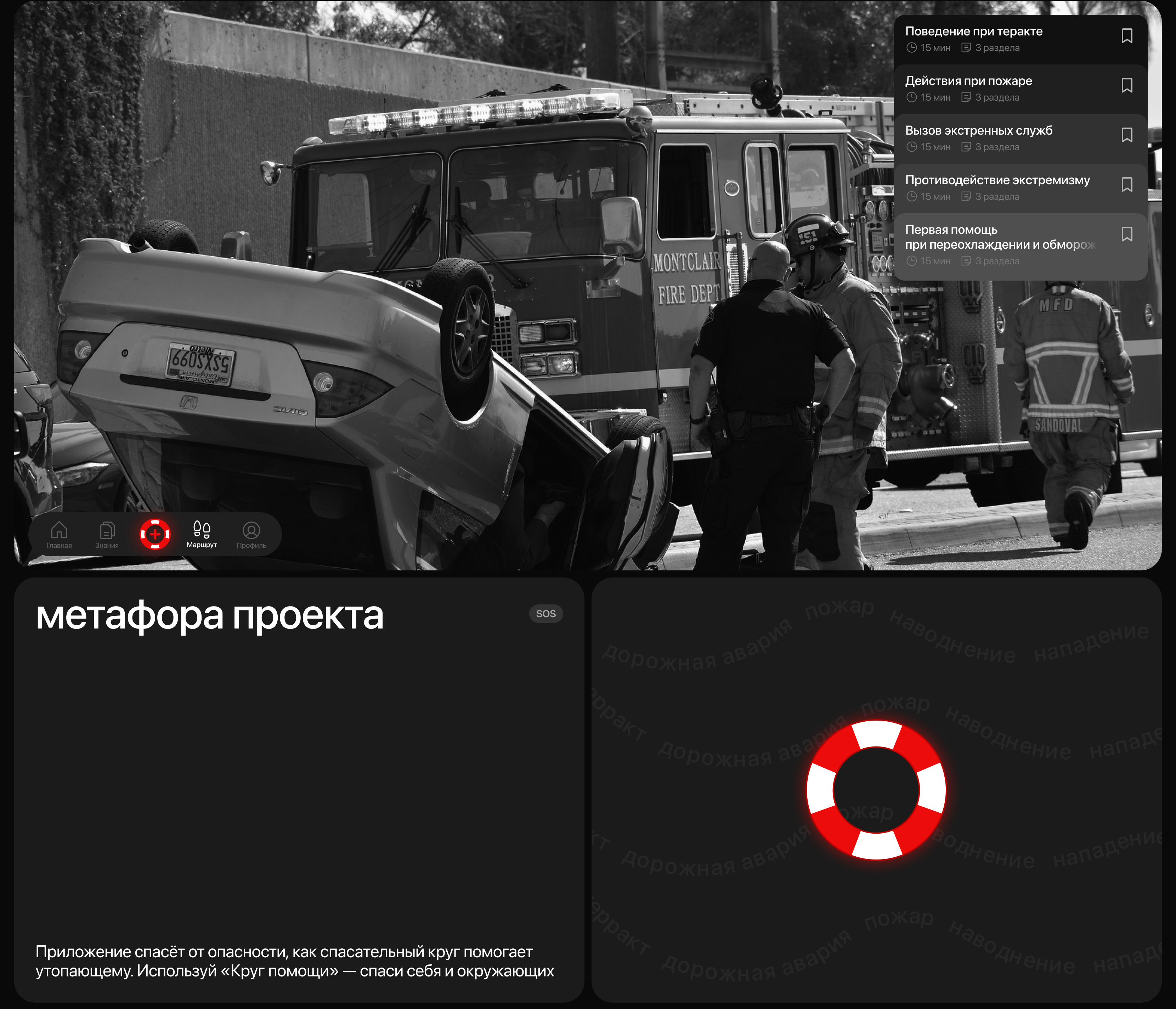 Круг помощи / Безопасность в экстренных ситуациях — Изображение №3 — Интерфейсы, Графика на Dprofile