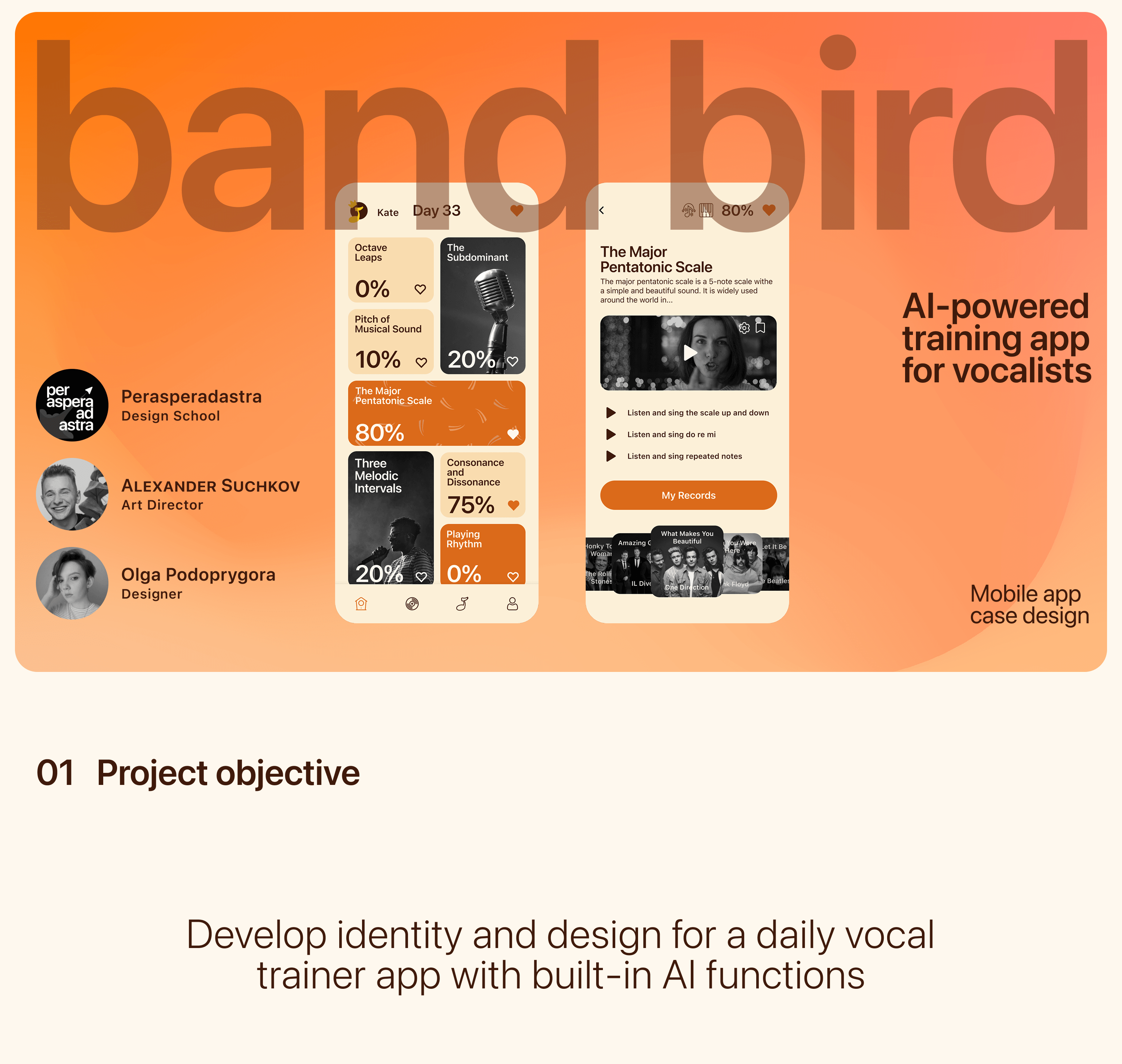 BandBird - vocal app design — Изображение №1 — Интерфейсы, Иллюстрация на Dprofile