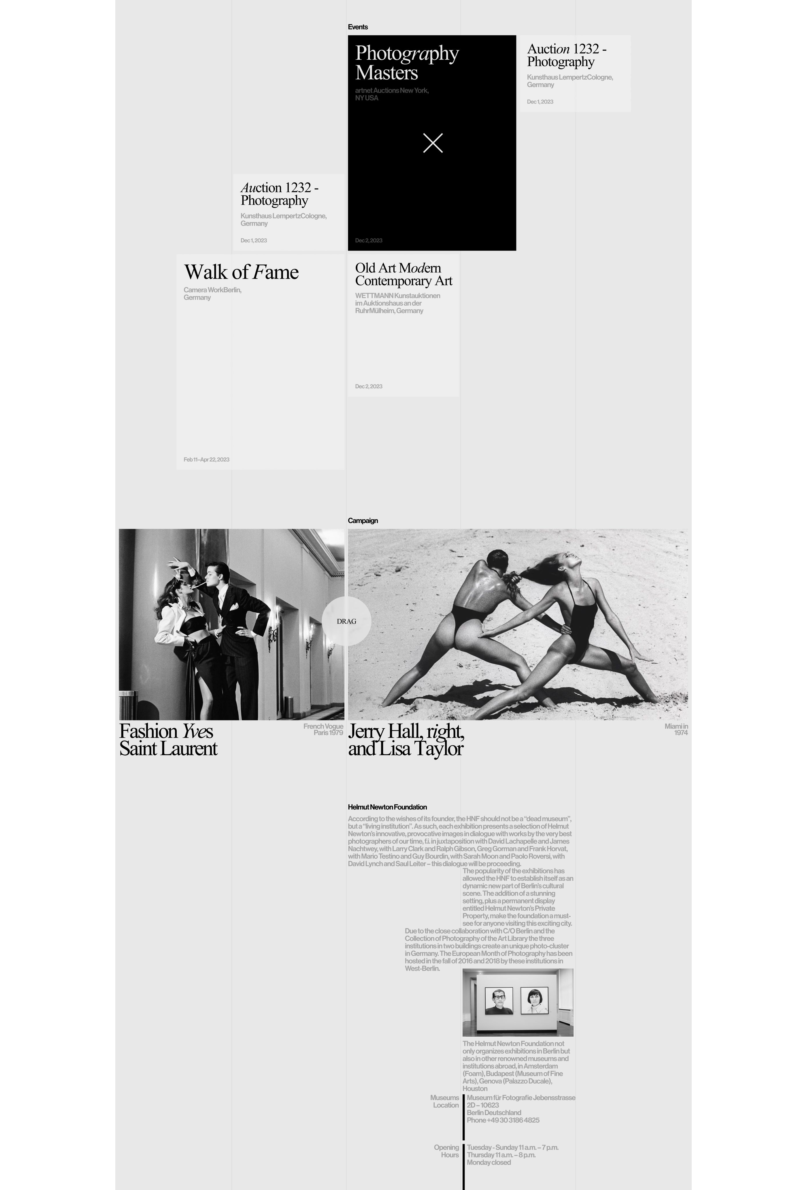 Helmut Newton | Landing page — Изображение №4 — Интерфейсы, Графика на Dprofile