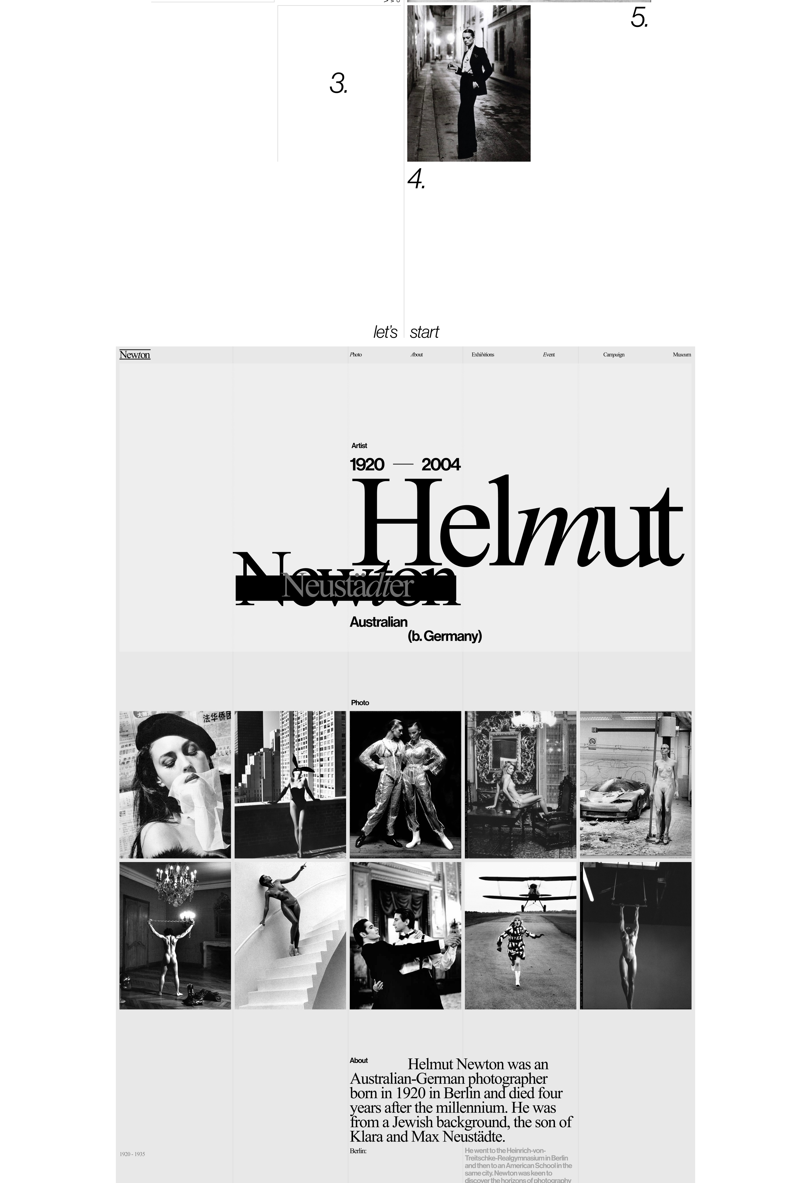 Helmut Newton | Landing page — Изображение №2 — Интерфейсы, Графика на Dprofile