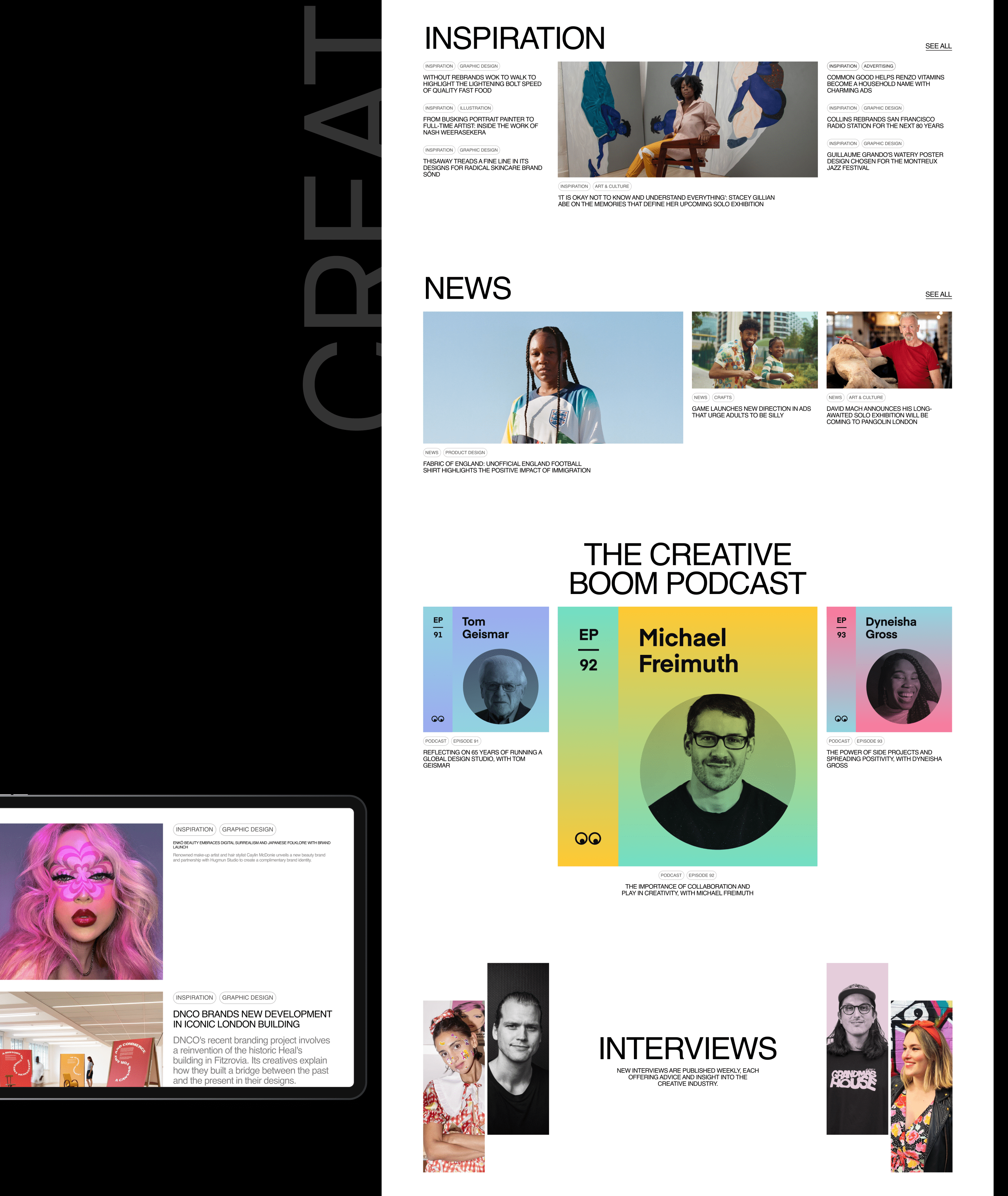 CREATIVE BOOM | REDESIGN NEWS WEBSITE — Изображение №2 — Интерфейсы, Брендинг на Dprofile