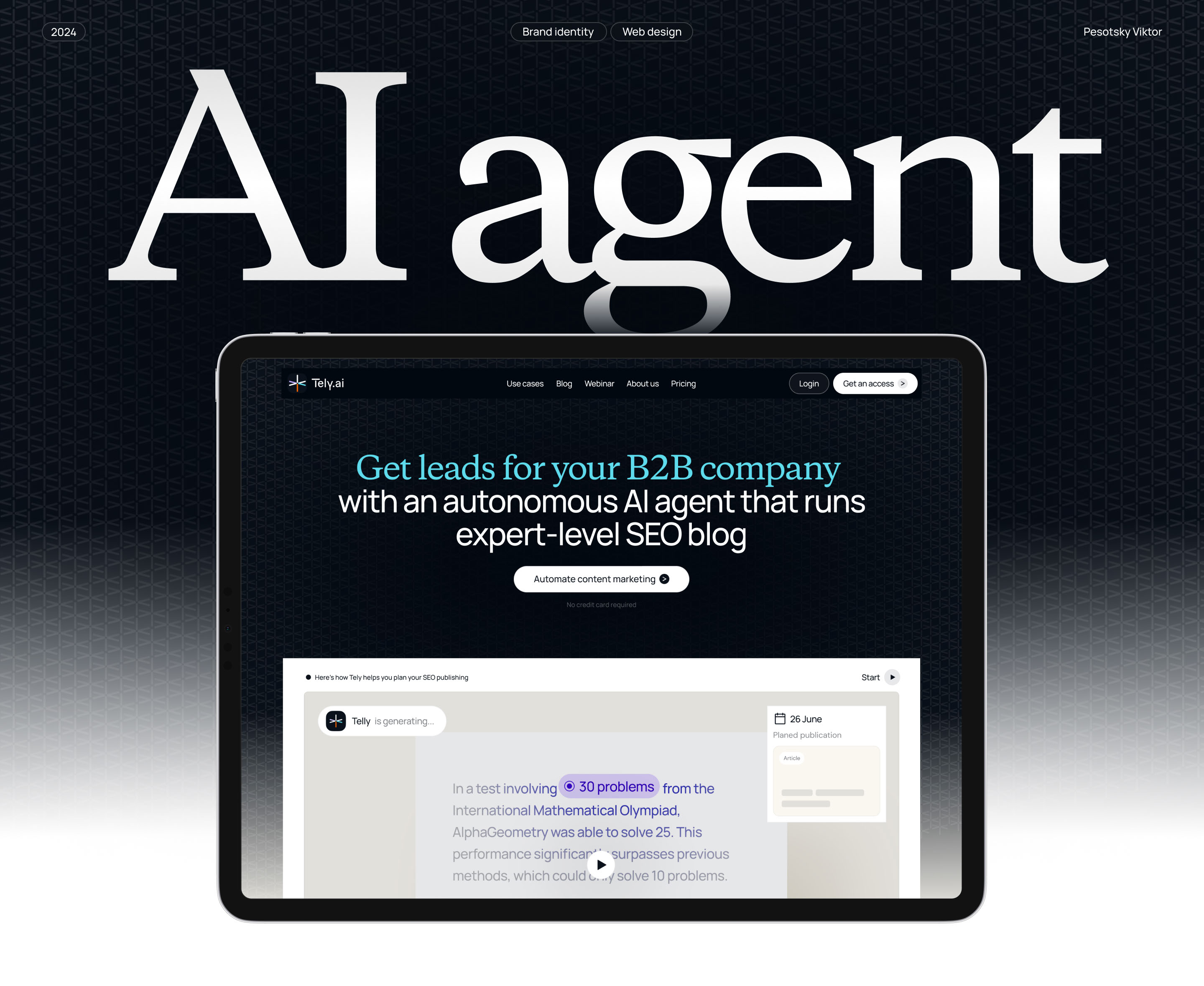 Tely AI: Brand Identity, Website — Изображение №1 — Интерфейсы, Брендинг на Dprofile