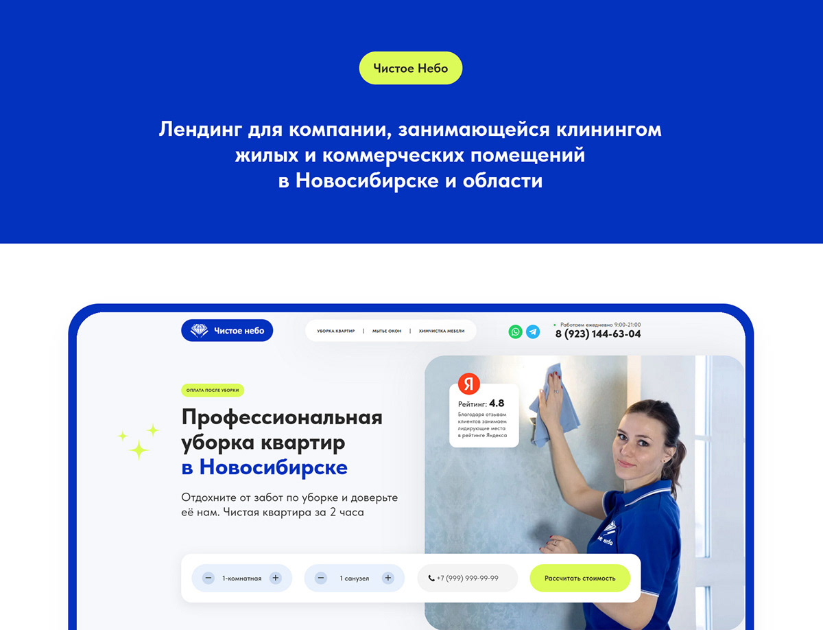 Лендинг для клининговой компании — Изображение №2 — Интерфейсы на Dprofile