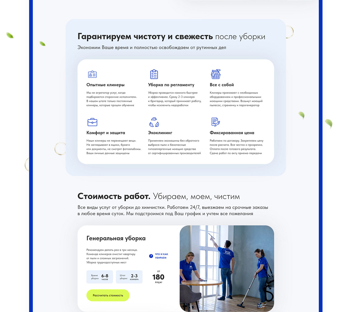 Лендинг для клининговой компании — Изображение №3 — Интерфейсы на Dprofile