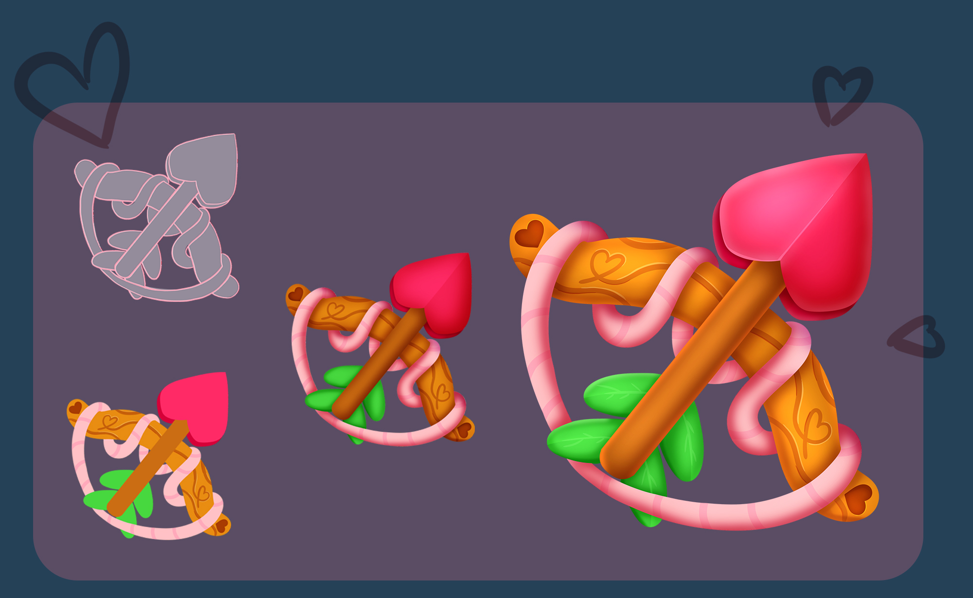 Game project | 2D Valentine's day props — Изображение №5 — Интерфейсы, Иллюстрация на Dprofile