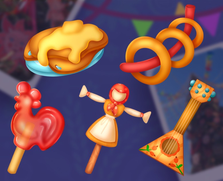 Game project | 2D props Maslenitsa — Интерфейсы, Иллюстрация на Dprofile