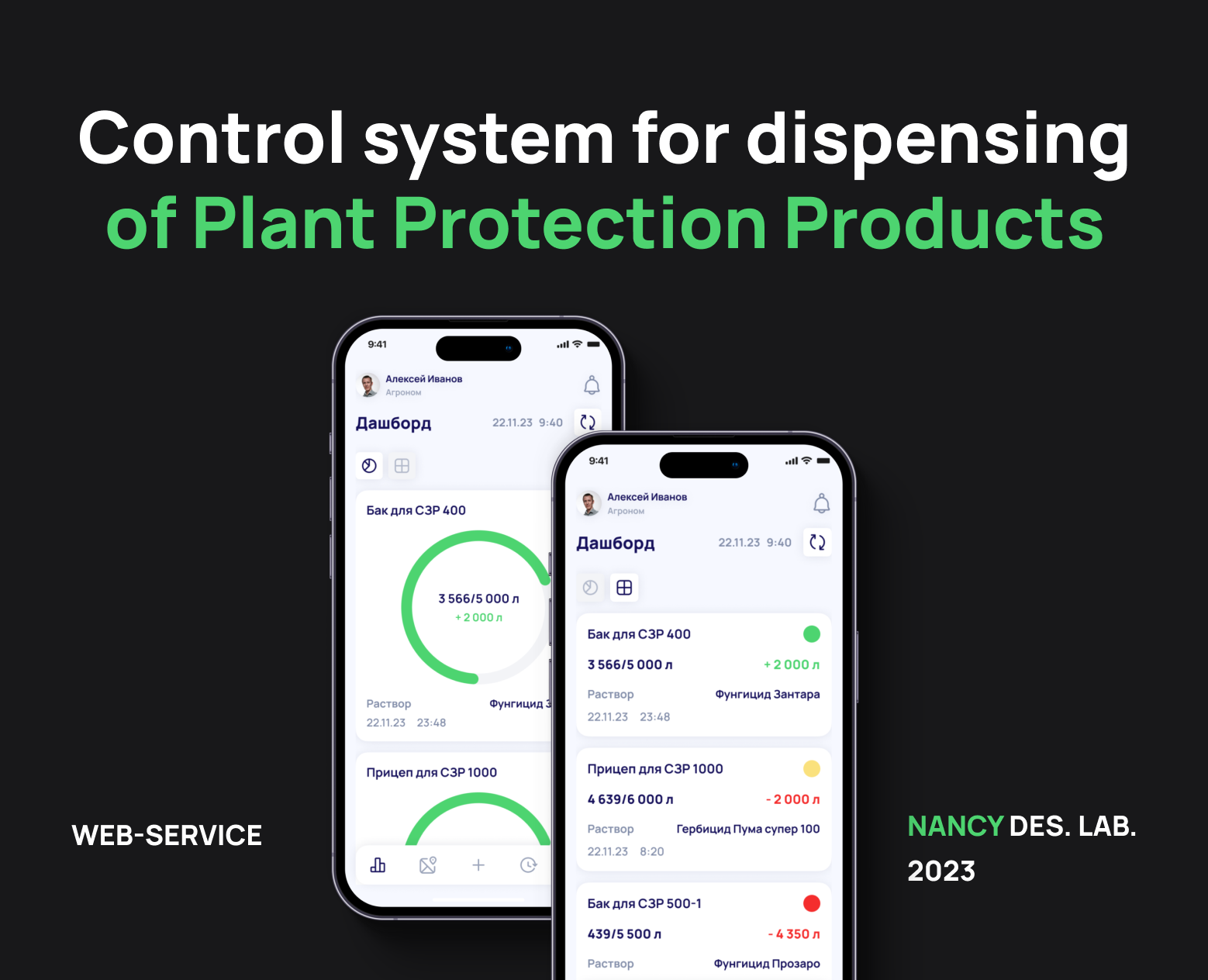 Control system for dispensing of Plant Protection Prod — Интерфейсы на Dprofile