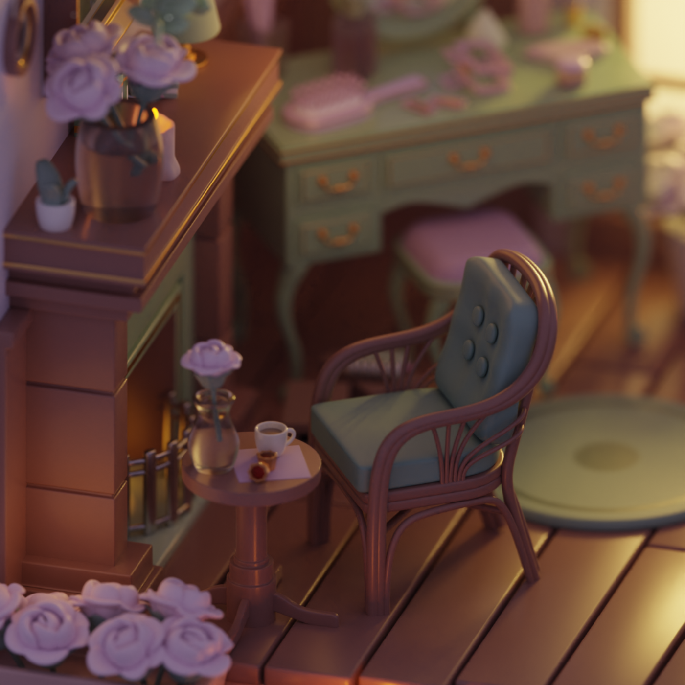 Cozy room 3D. Lowpoly 3D. Isometric art — Изображение №3 — Иллюстрация, 3D на Dprofile