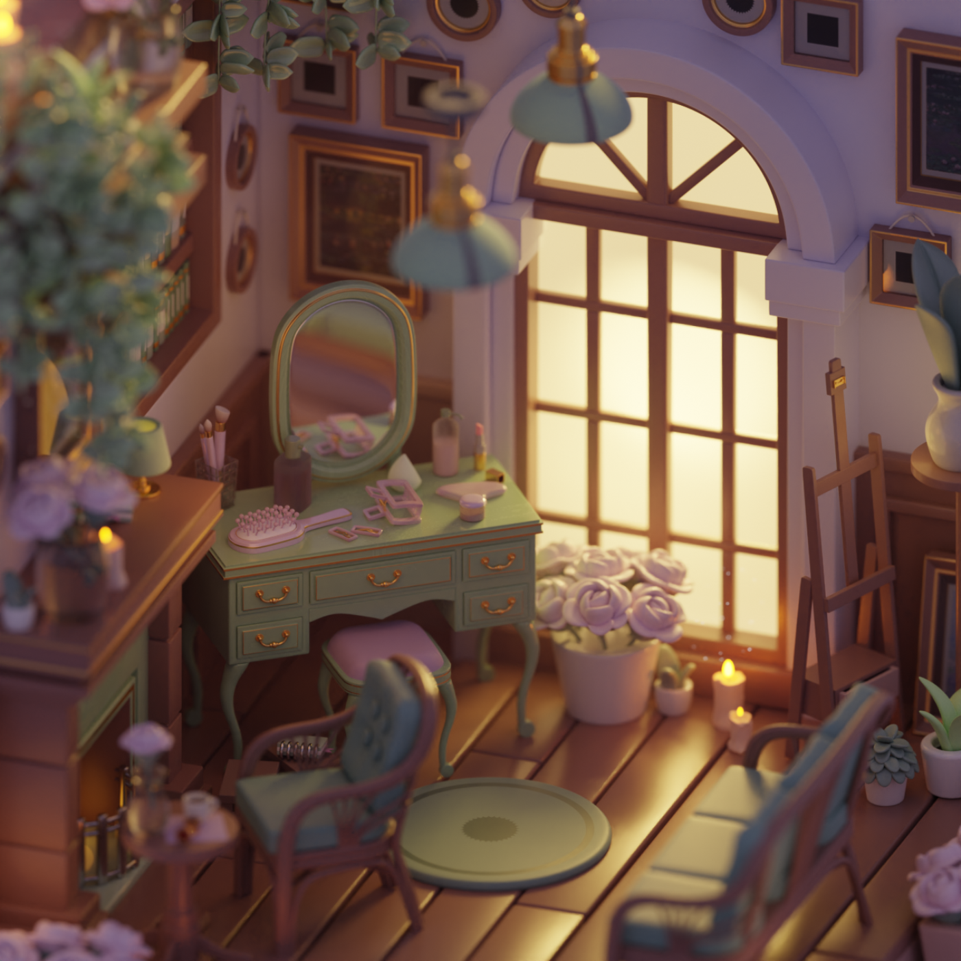 Cozy room 3D. Lowpoly 3D. Isometric art — Изображение №1 — Иллюстрация, 3D на Dprofile