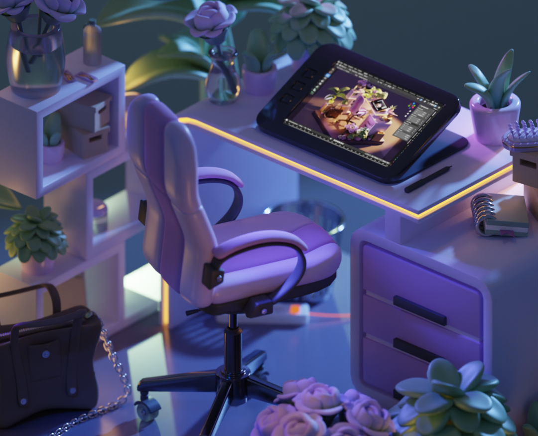 Lowpoly 3D. Isometric room made in Blender 3D — Иллюстрация на Dprofile