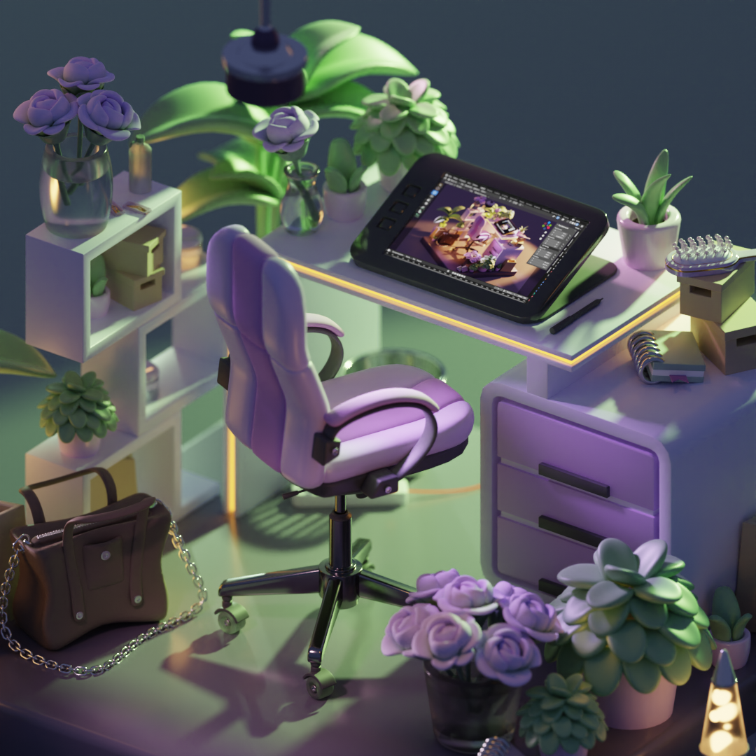 Lowpoly 3D. Isometric room made in Blender 3D — Изображение №8 — Иллюстрация на Dprofile