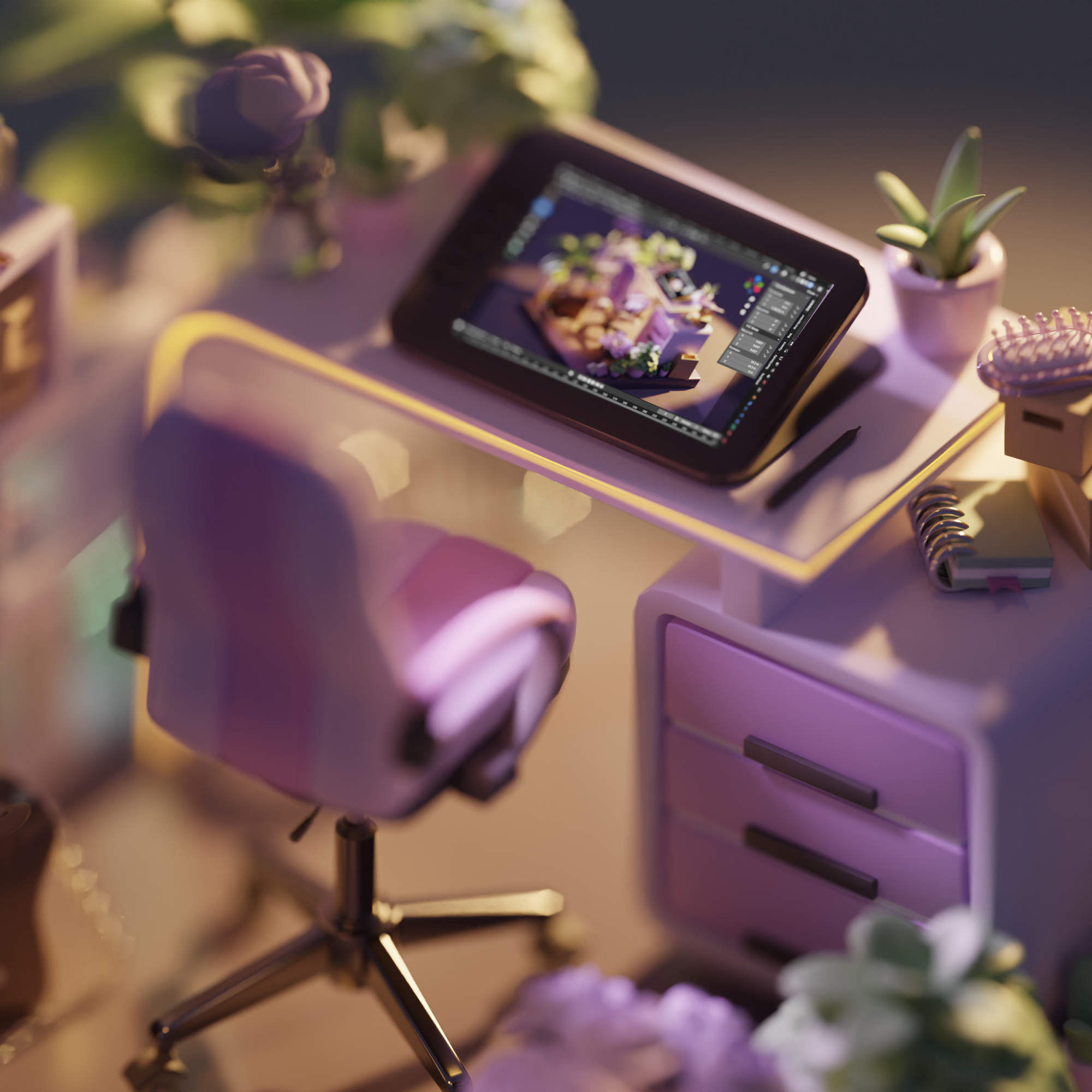 Lowpoly 3D. Isometric room made in Blender 3D — Изображение №5 — Иллюстрация на Dprofile