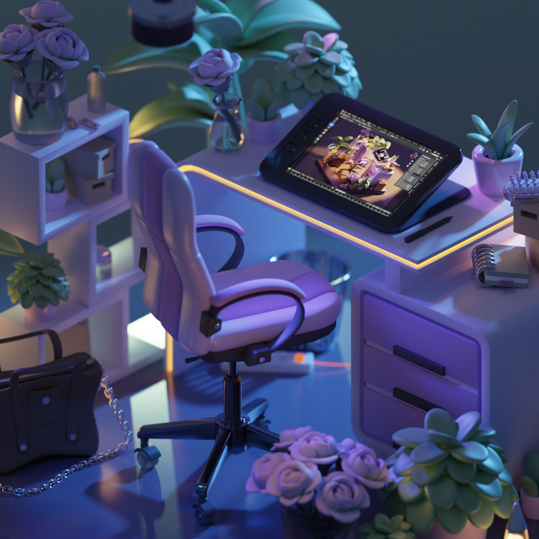 Lowpoly 3D. Isometric room made in Blender 3D — Изображение №7 — Иллюстрация на Dprofile