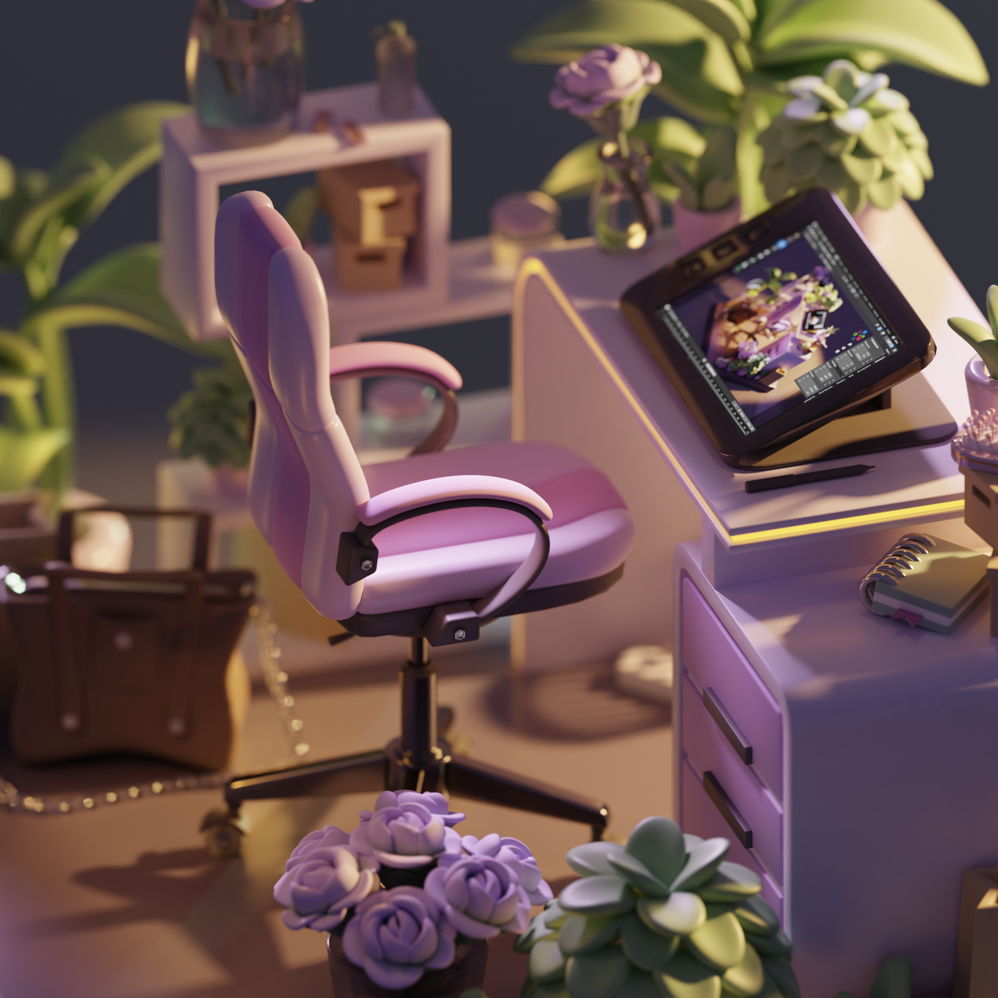 Lowpoly 3D. Isometric room made in Blender 3D — Изображение №3 — Иллюстрация на Dprofile