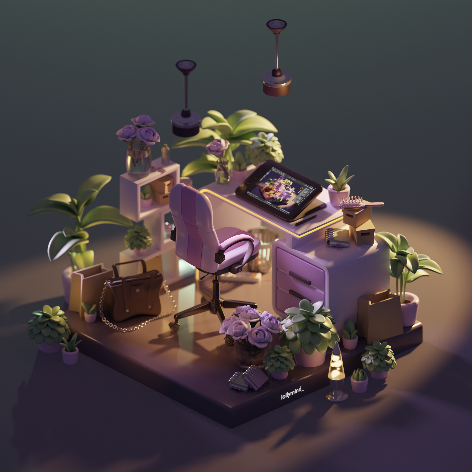 Lowpoly 3D. Isometric room made in Blender 3D — Изображение №1 — Иллюстрация на Dprofile