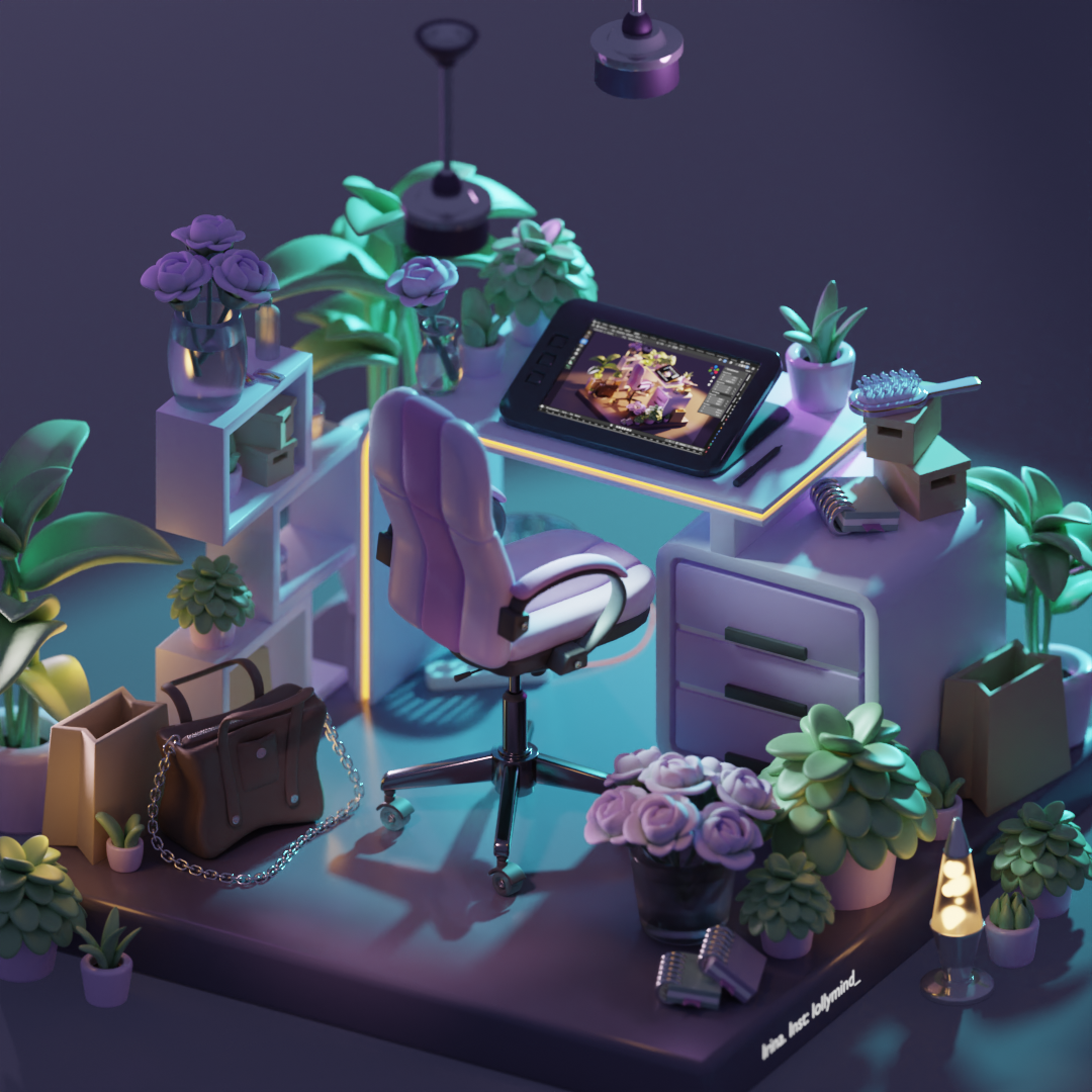 Lowpoly 3D. Isometric room made in Blender 3D — Изображение №6 — Иллюстрация на Dprofile