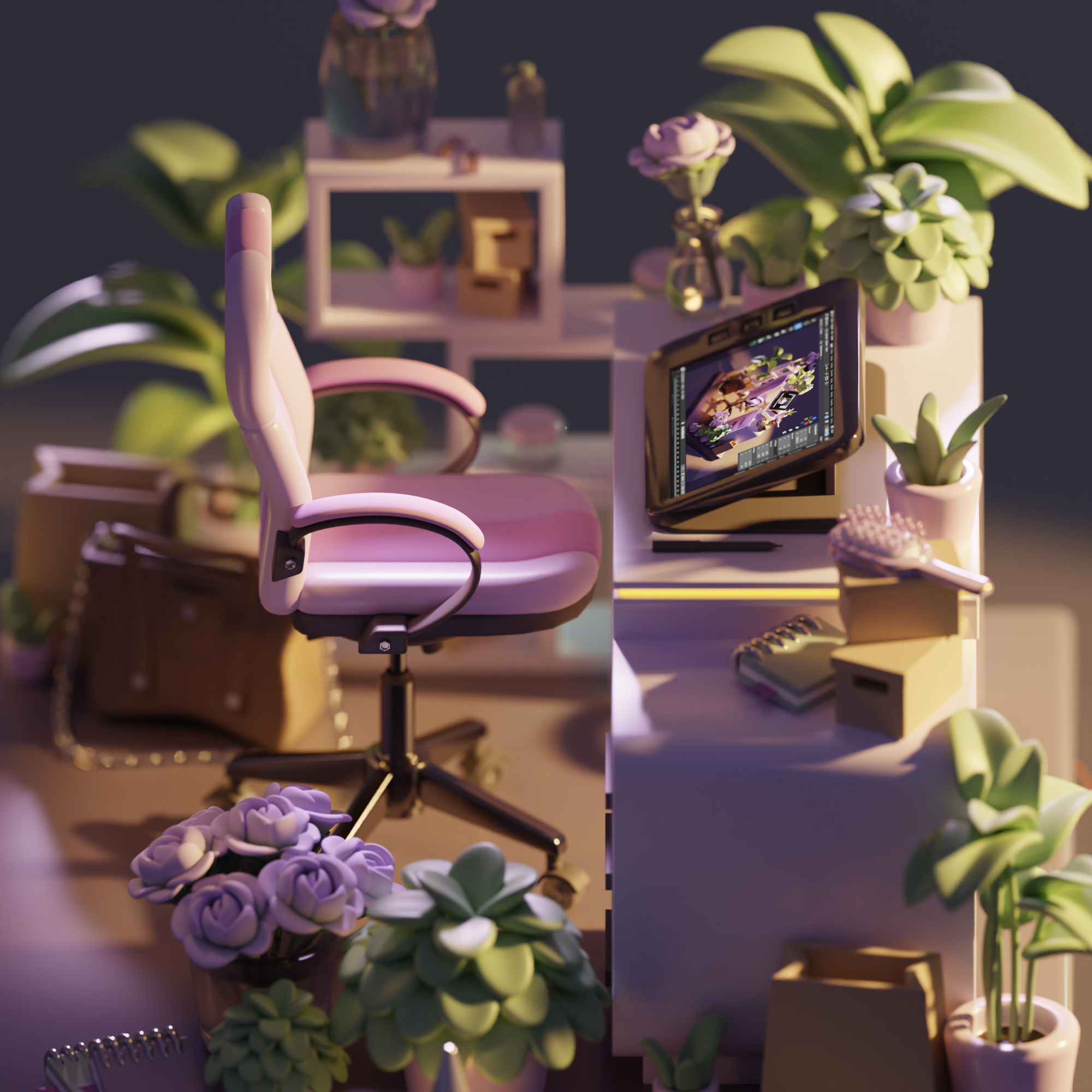 Lowpoly 3D. Isometric room made in Blender 3D — Изображение №4 — Иллюстрация на Dprofile