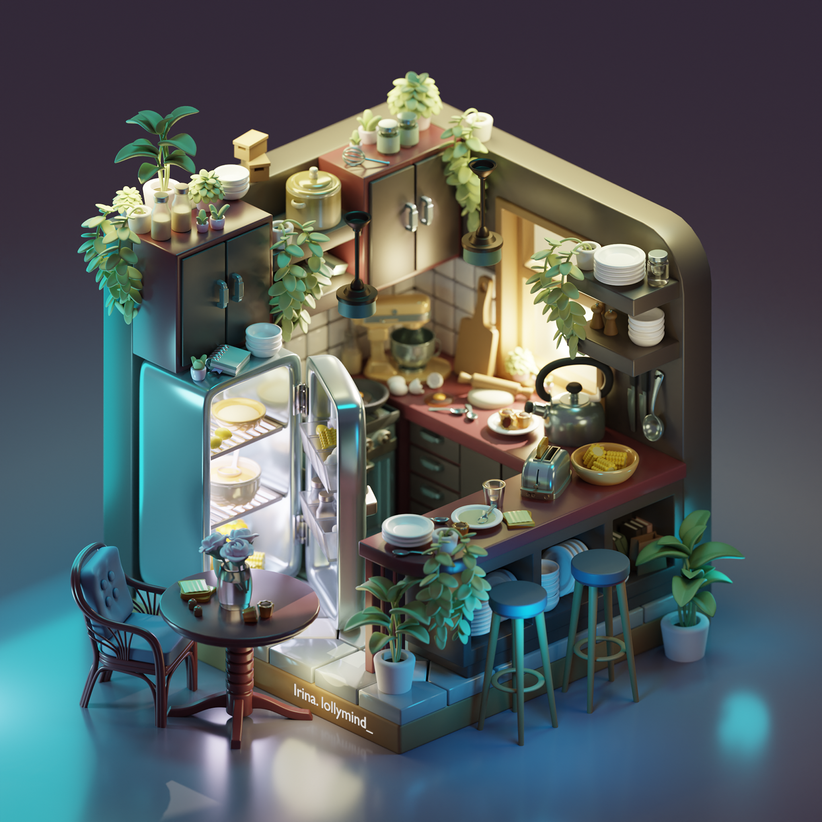 Isometric kitchen in a Blender 3D — Изображение №1 — Иллюстрация, 3D на Dprofile