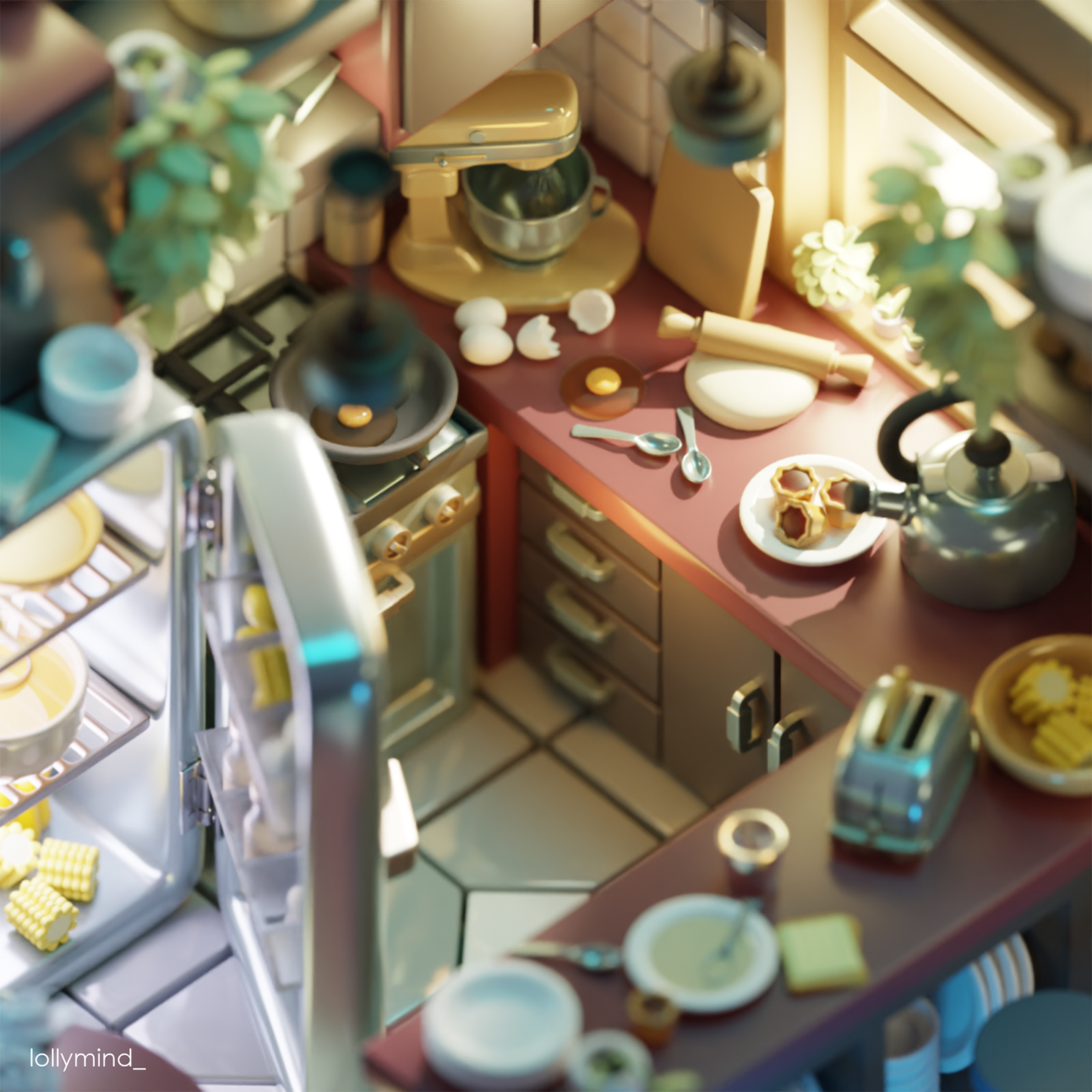 Isometric kitchen in a Blender 3D — Изображение №4 — Иллюстрация, 3D на Dprofile