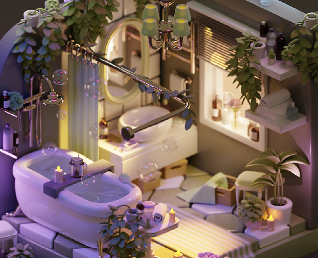 Isometric bathroom in Blender 3D — Иллюстрация, 3D на Dprofile