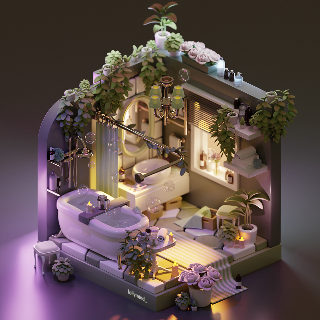 Isometric bathroom in Blender 3D — Изображение №1 — Иллюстрация, 3D на Dprofile