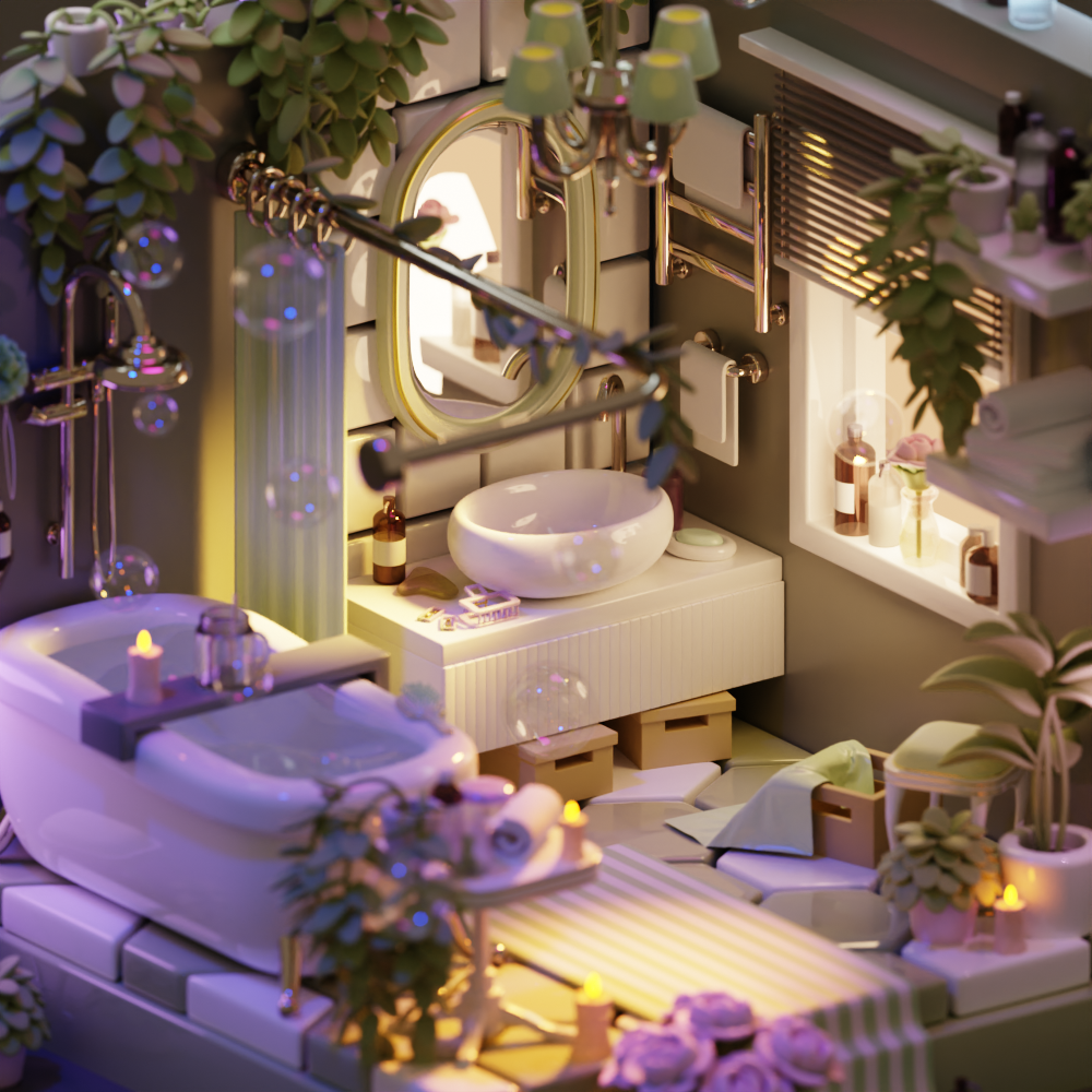 Isometric bathroom in Blender 3D — Изображение №2 — Иллюстрация, 3D на Dprofile