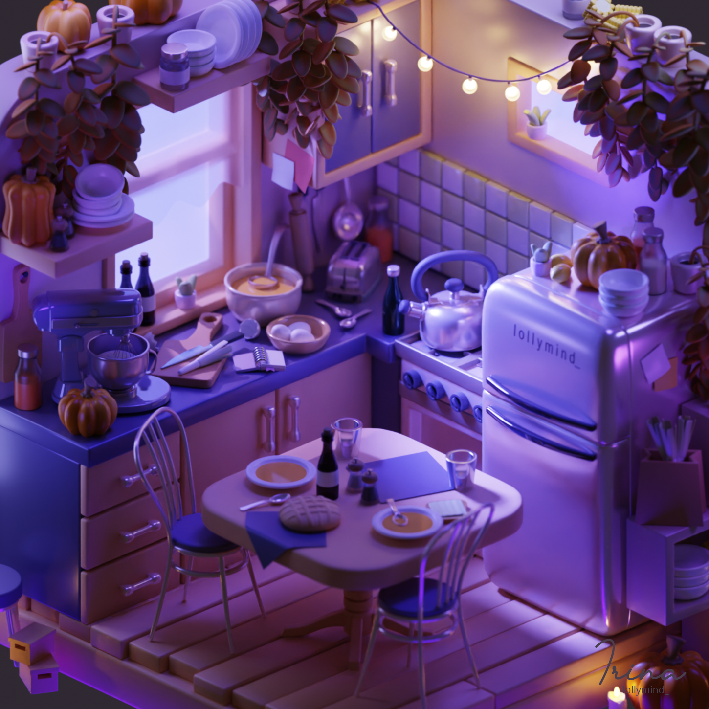 The autumnal atmosphere in the isometric room — Изображение №9 — Иллюстрация, 3D на Dprofile