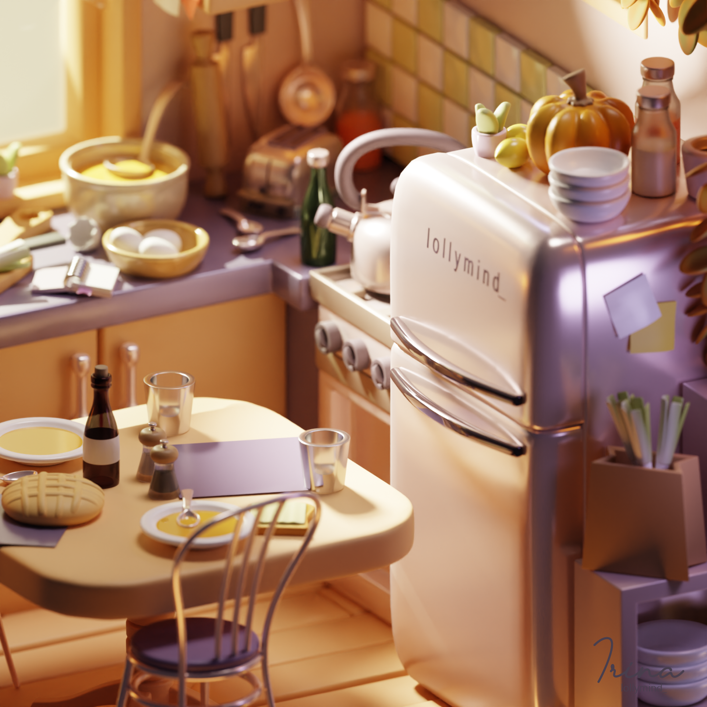The autumnal atmosphere in the isometric room — Изображение №4 — Иллюстрация, 3D на Dprofile