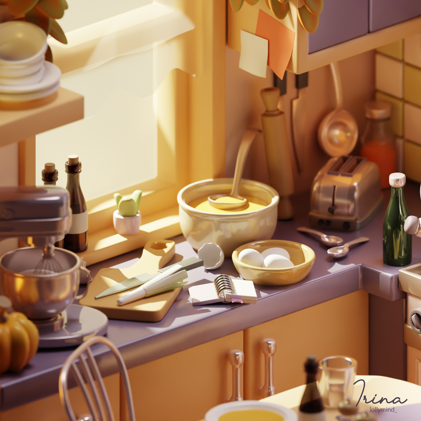 The autumnal atmosphere in the isometric room — Изображение №3 — Иллюстрация, 3D на Dprofile