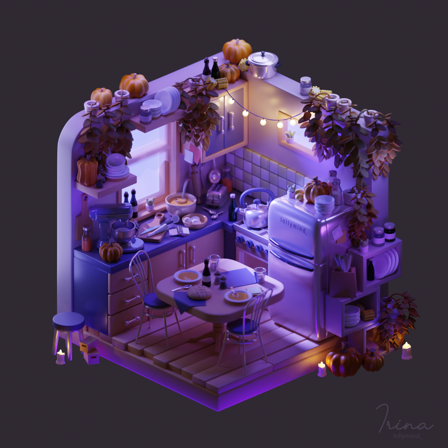 The autumnal atmosphere in the isometric room — Изображение №8 — Иллюстрация, 3D на Dprofile