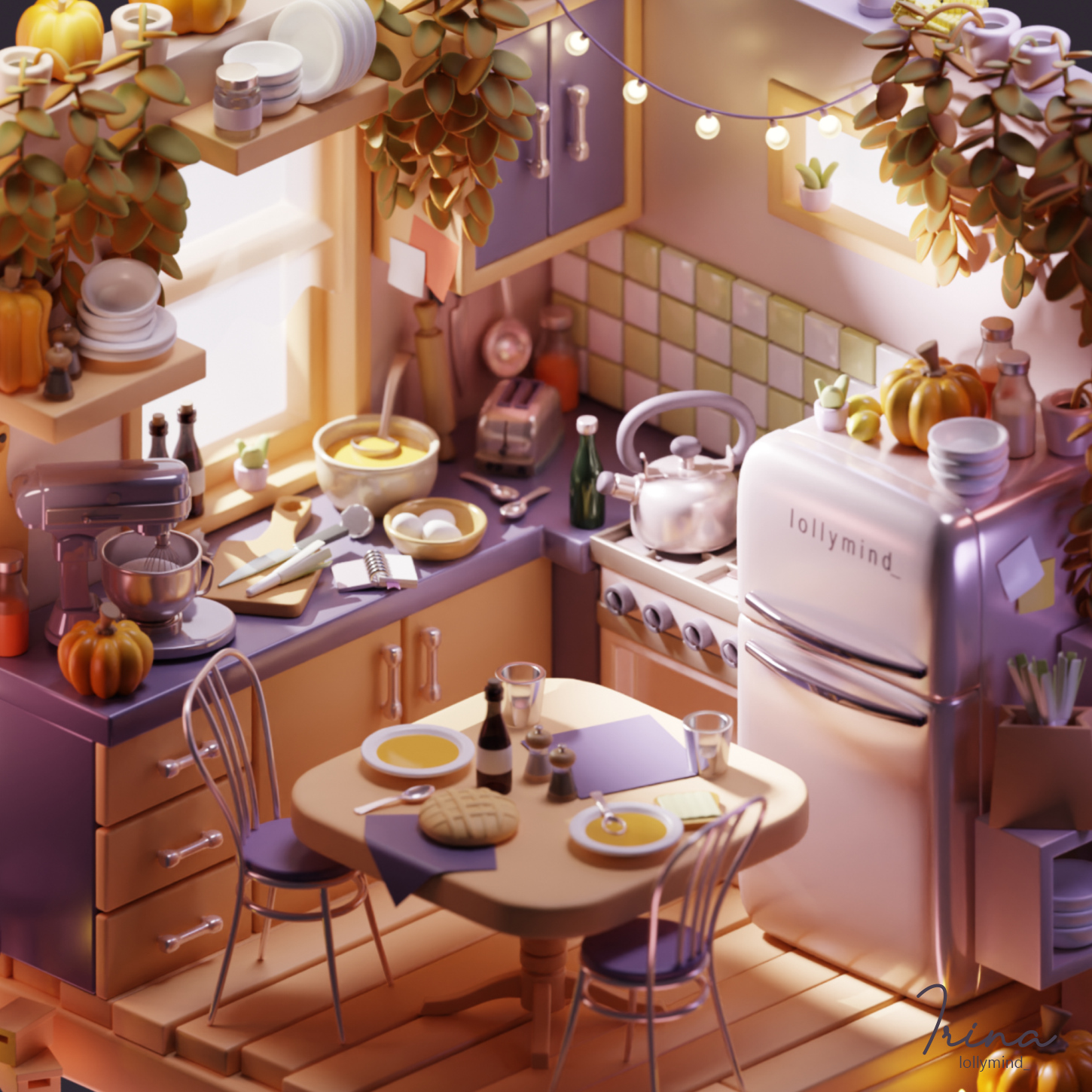 The autumnal atmosphere in the isometric room — Изображение №12 — Иллюстрация, 3D на Dprofile