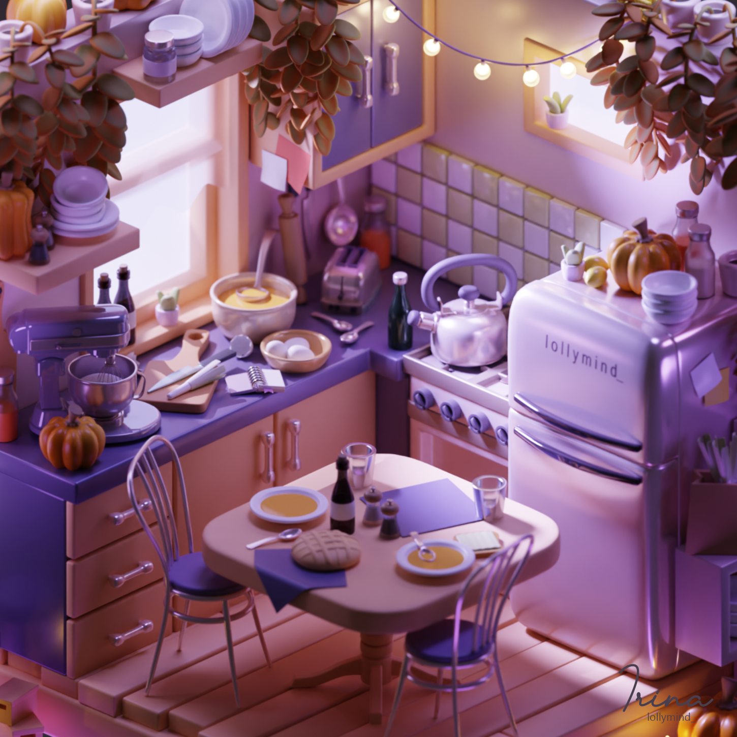 The autumnal atmosphere in the isometric room — Изображение №6 — Иллюстрация, 3D на Dprofile