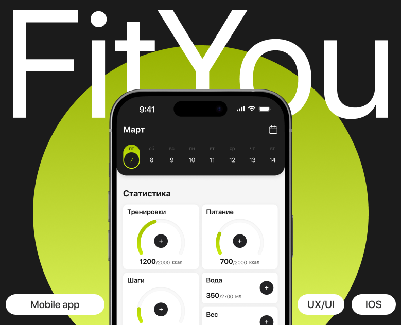 Fitness mobile app | Фитнес мобильное приложение — Интерфейсы на Dprofile