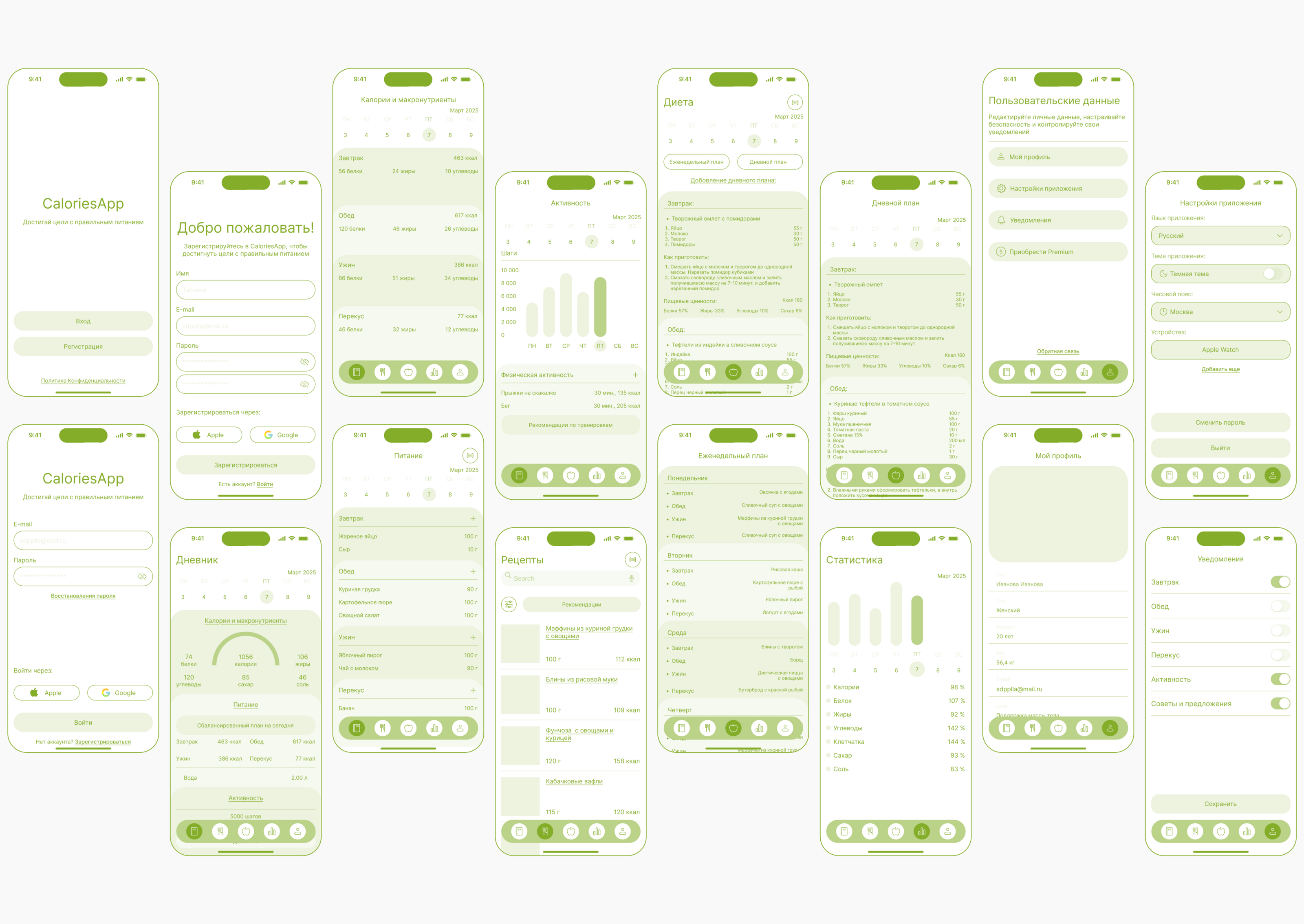 CaloriesApp - мобильное приложение для подсчета калорий — Изображение №3 — Интерфейсы на Dprofile
