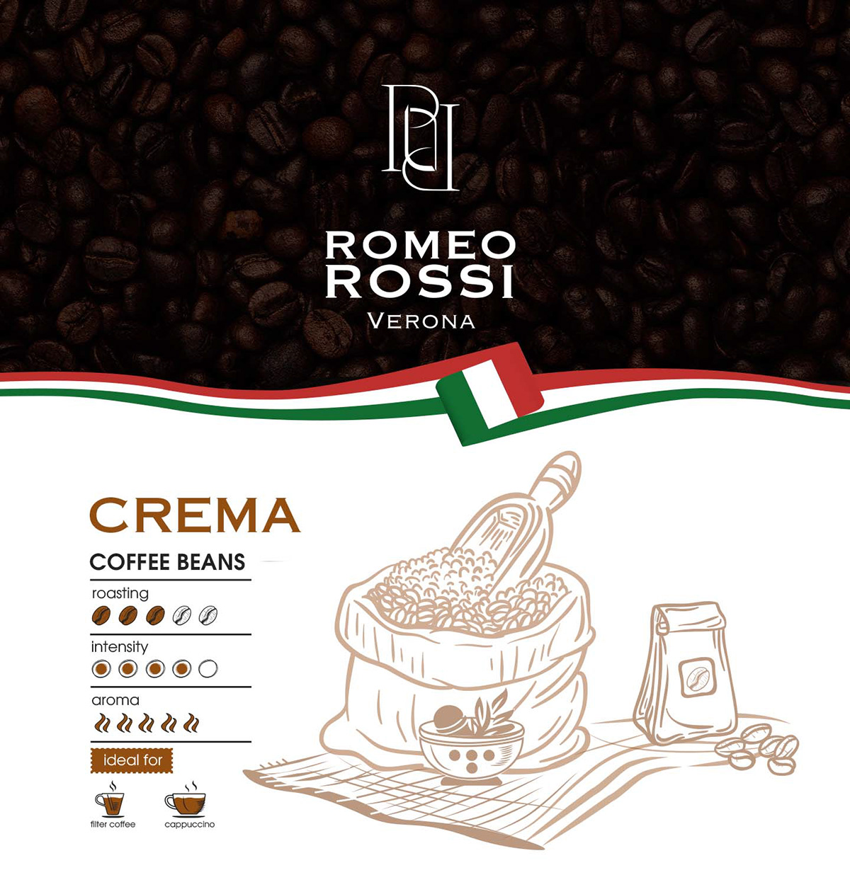 Дизайн упаковки кофе Romeo Rosssi — Изображение №1 — Брендинг, Графика на Dprofile
