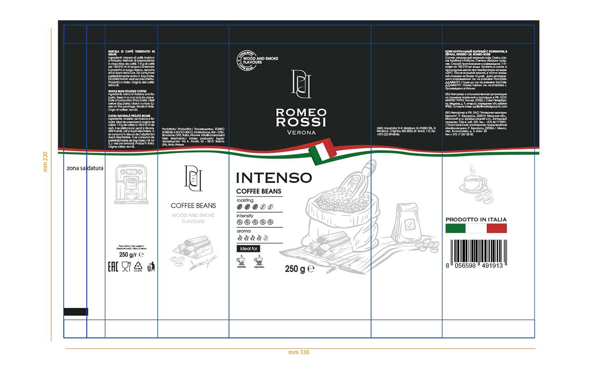 Дизайн упаковки кофе Romeo Rosssi — Изображение №5 — Брендинг, Графика на Dprofile