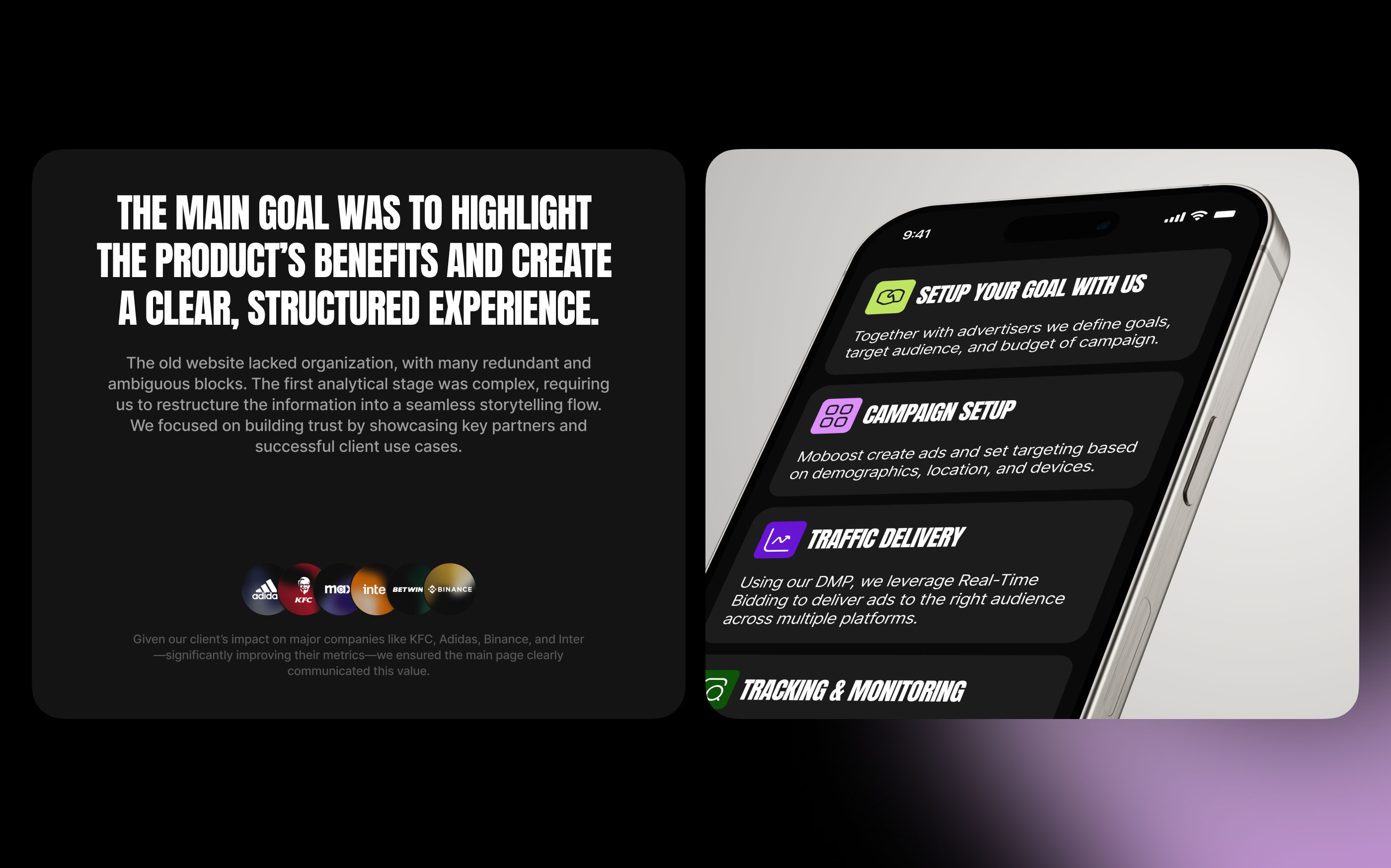 Moboost: Website Redesign for an AdTech Agency — Изображение №3 — Интерфейсы, Брендинг на Dprofile