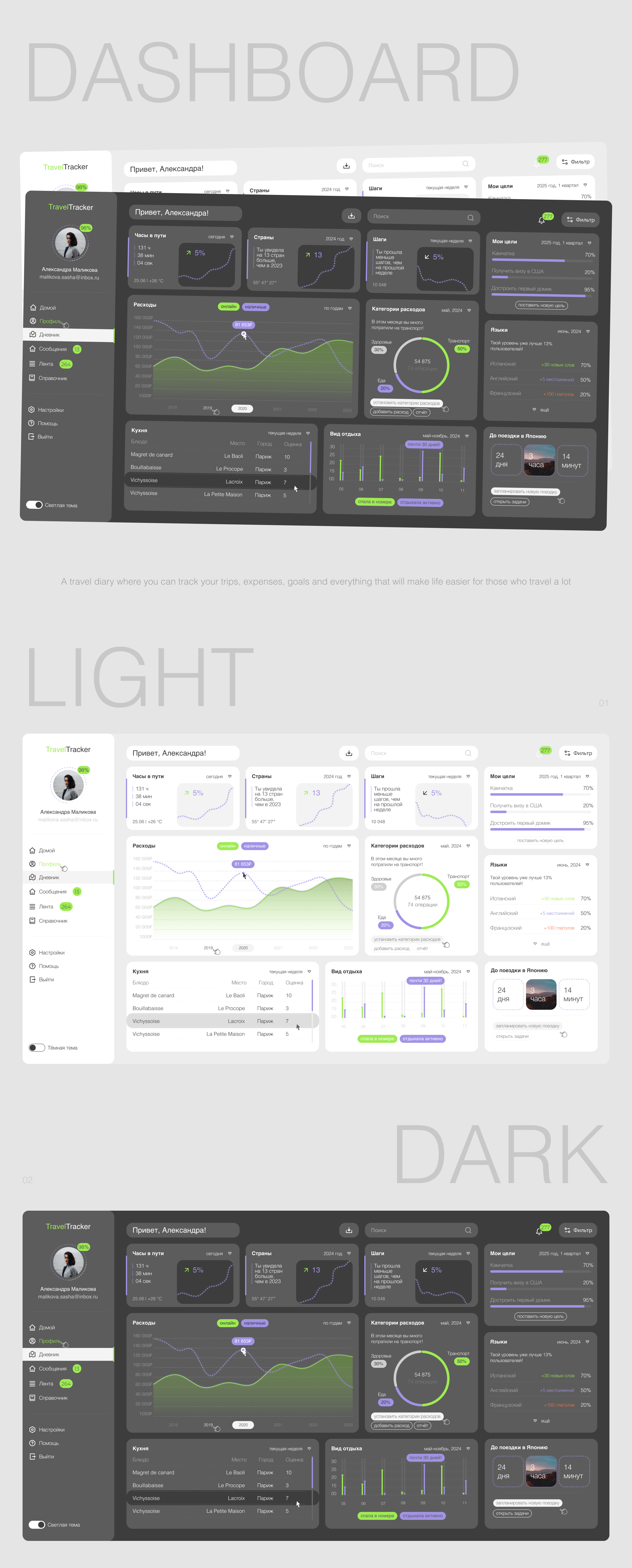 Dashboard / TravelTracker / Web-design — Изображение №1 — Интерфейсы на Dprofile
