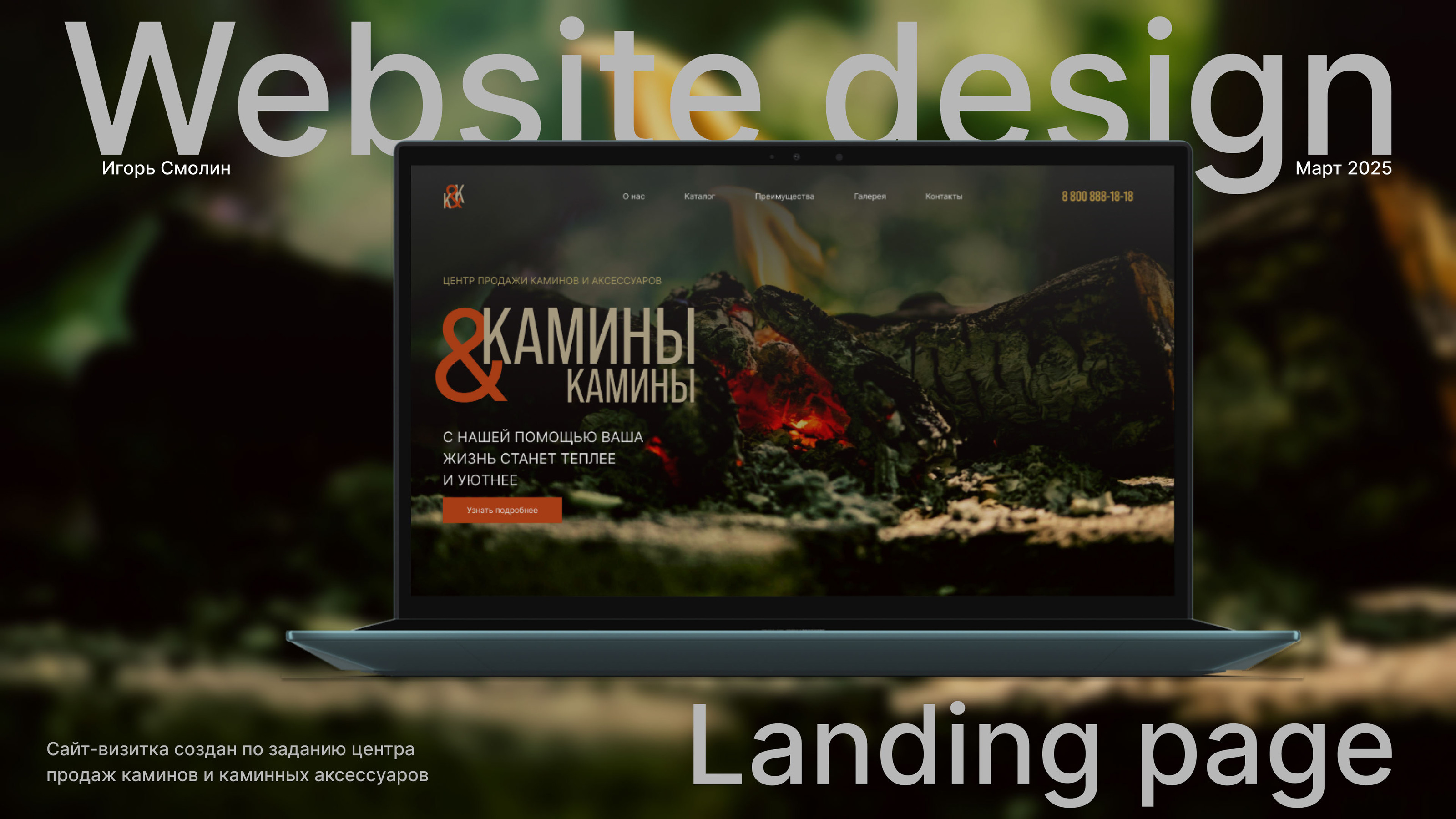 Business card website for the fireplace sales center — Изображение №1 — Интерфейсы на Dprofile