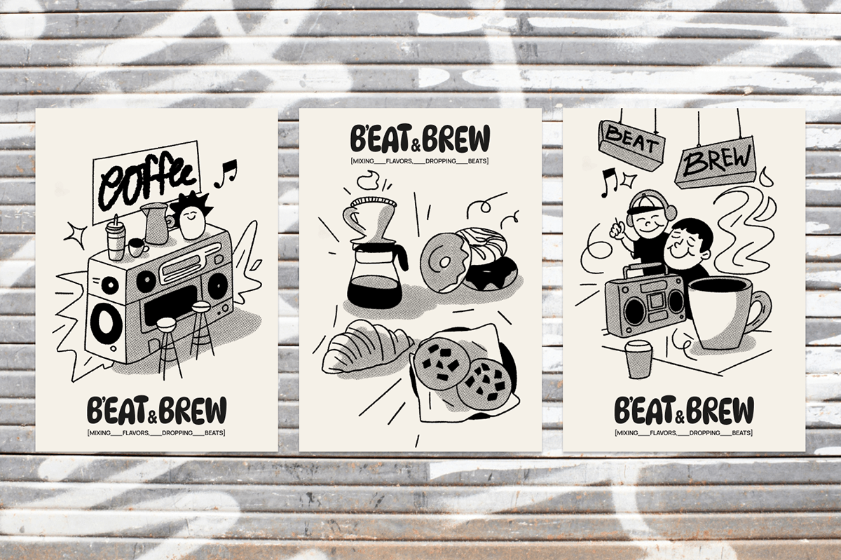 BEAT & BREW — Брендинг кофейни — Изображение №19 — Брендинг, Графика на Dprofile