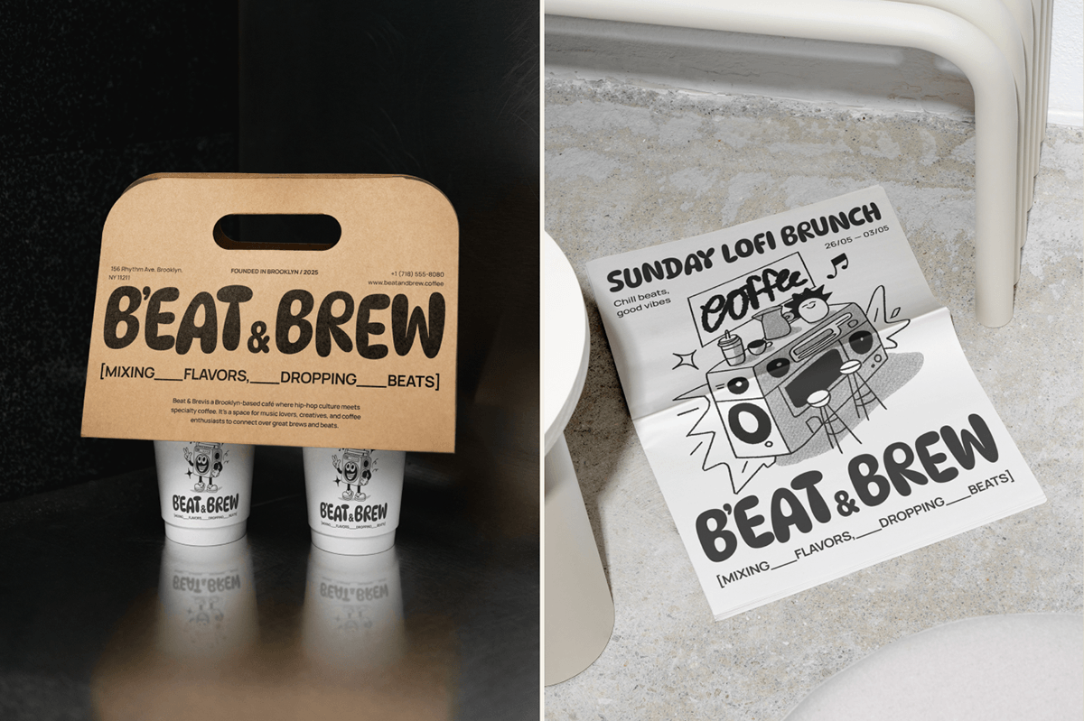 BEAT & BREW — Брендинг кофейни — Изображение №16 — Брендинг, Графика на Dprofile