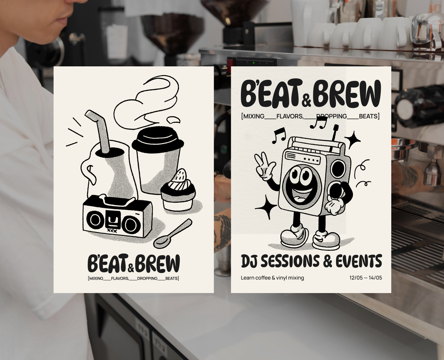 BEAT & BREW — Брендинг кофейни — Брендинг, Графика на Dprofile