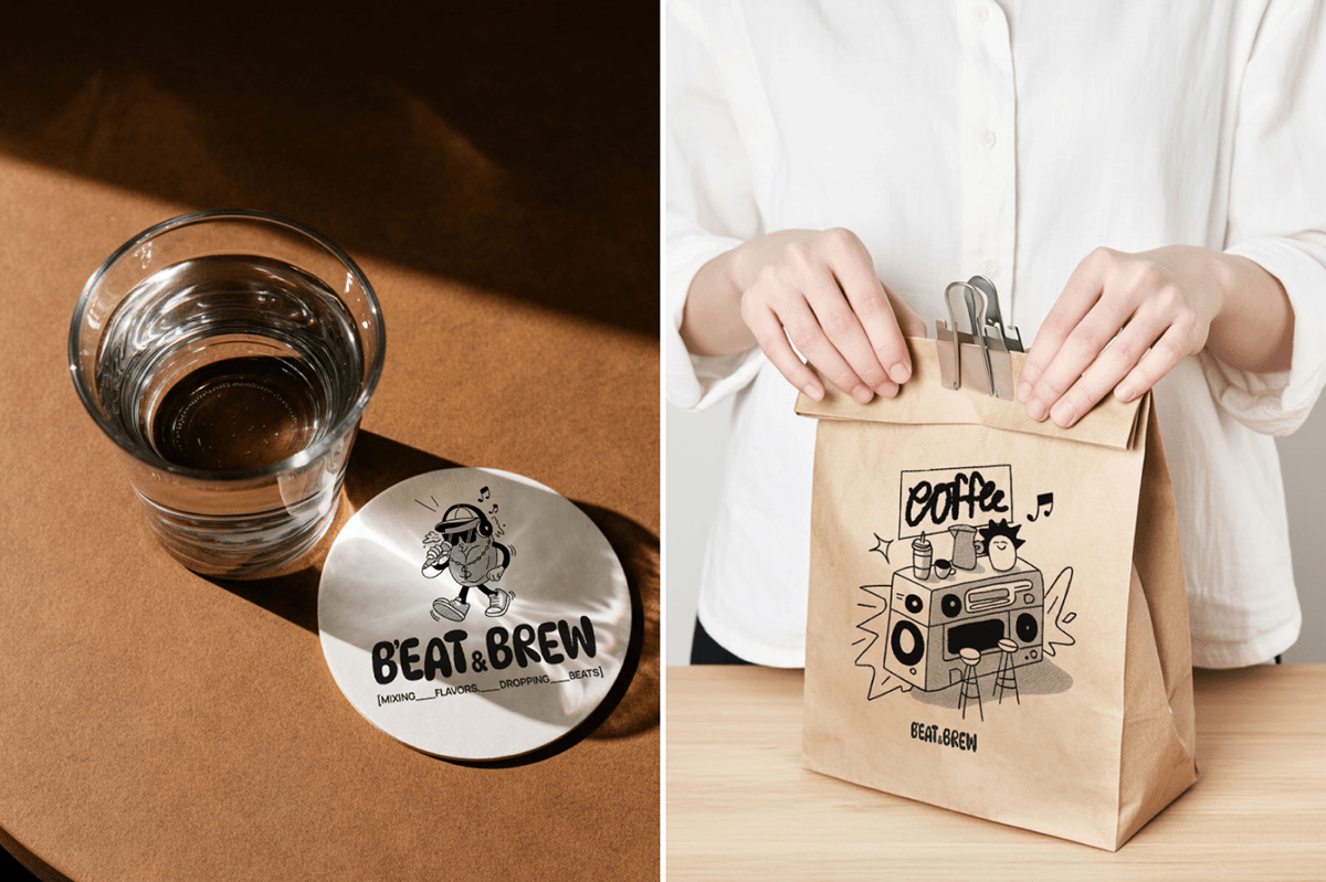 BEAT & BREW — Брендинг кофейни — Изображение №14 — Брендинг, Графика на Dprofile