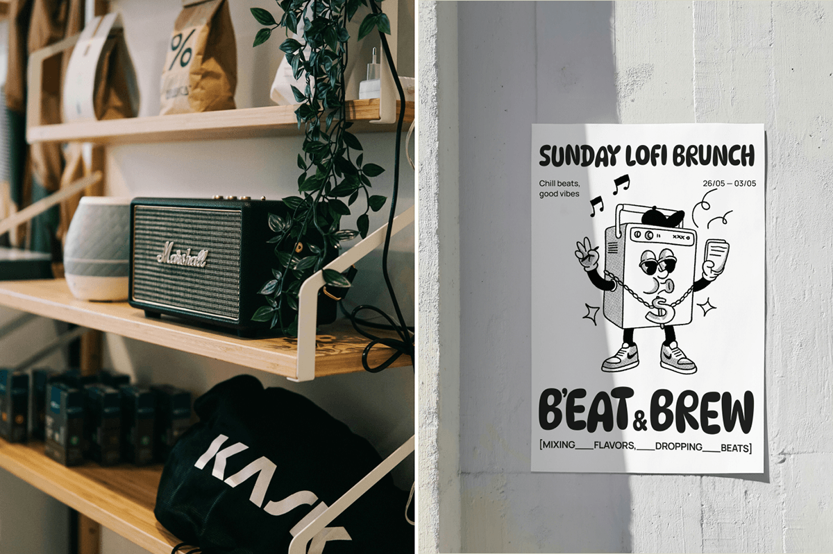 BEAT & BREW — Брендинг кофейни — Изображение №20 — Брендинг, Графика на Dprofile