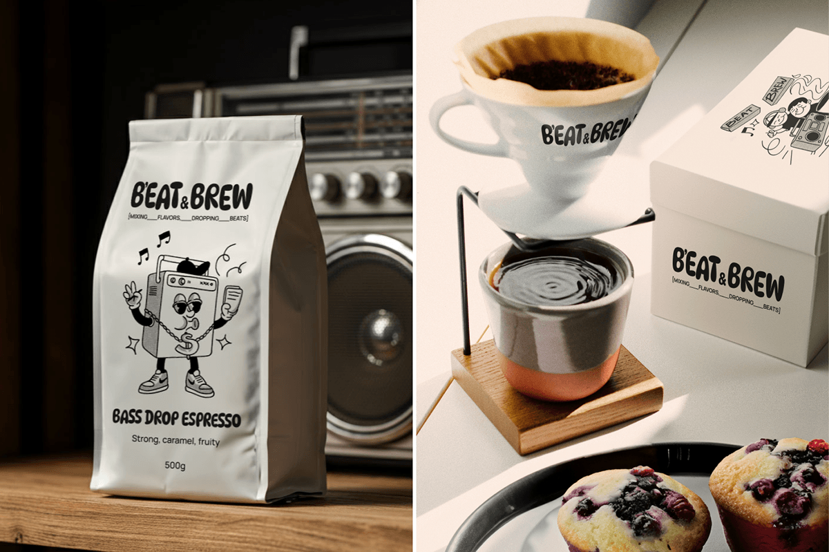 BEAT & BREW — Брендинг кофейни — Изображение №11 — Брендинг, Графика на Dprofile