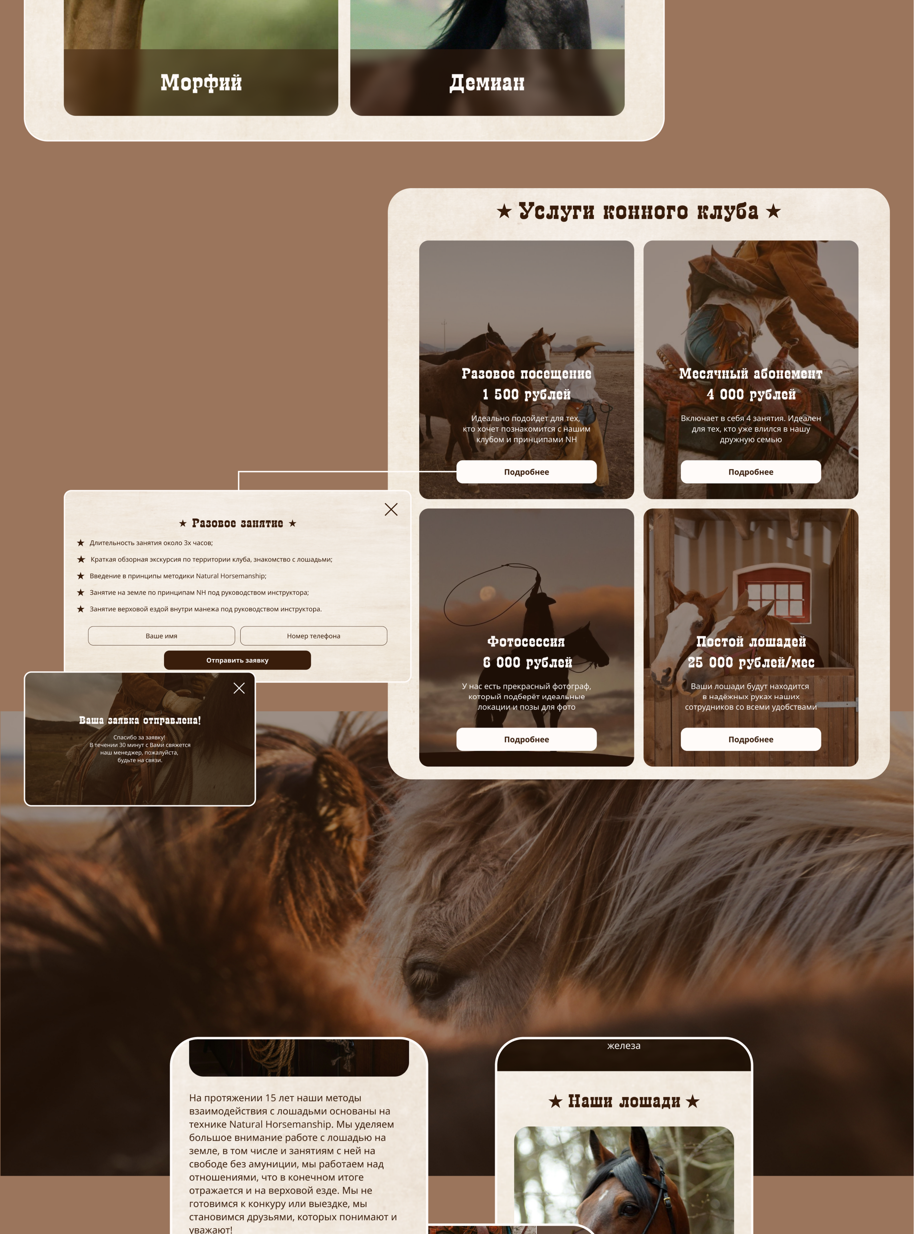 Horse club / Website design — Изображение №8 — Интерфейсы на Dprofile