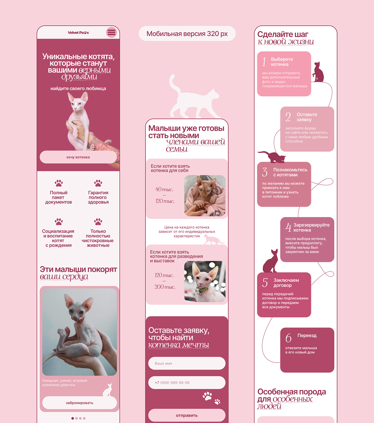 Сайт питомника канадских сфинксов Velvet Paws — Изображение №13 — Интерфейсы на Dprofile