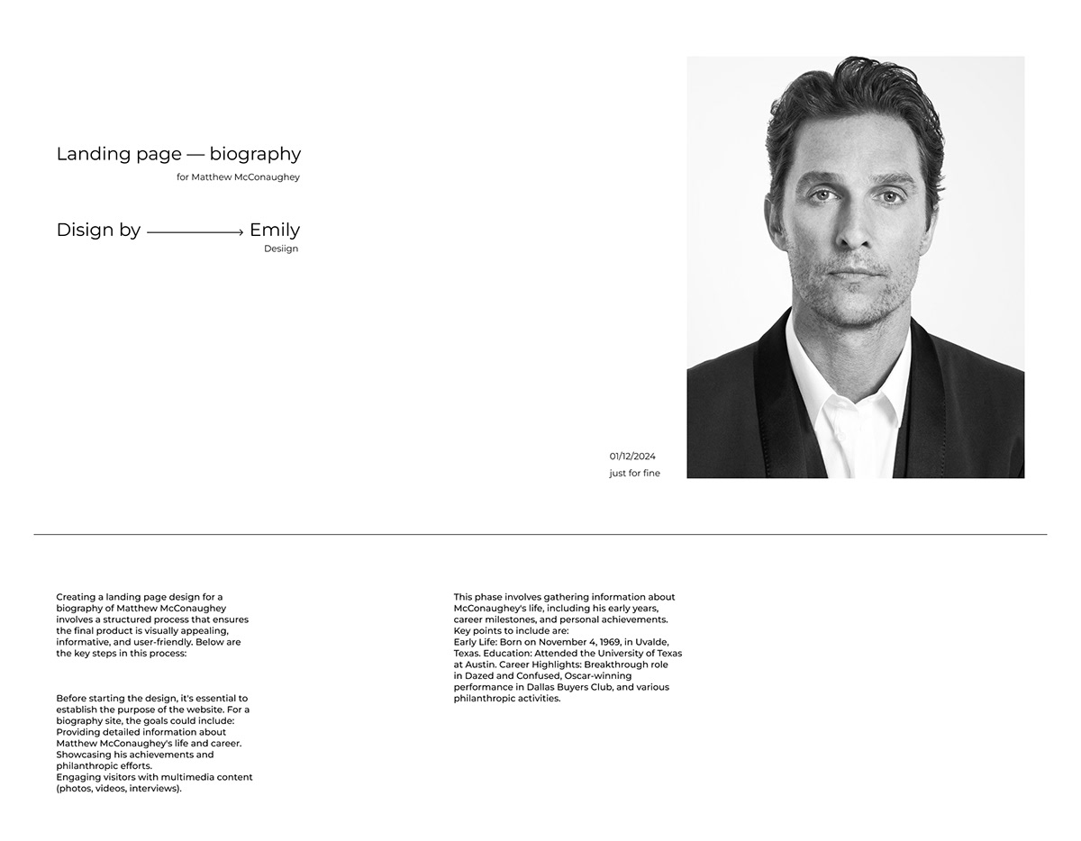 Landing page — biography — Изображение №1 — Интерфейсы на Dprofile